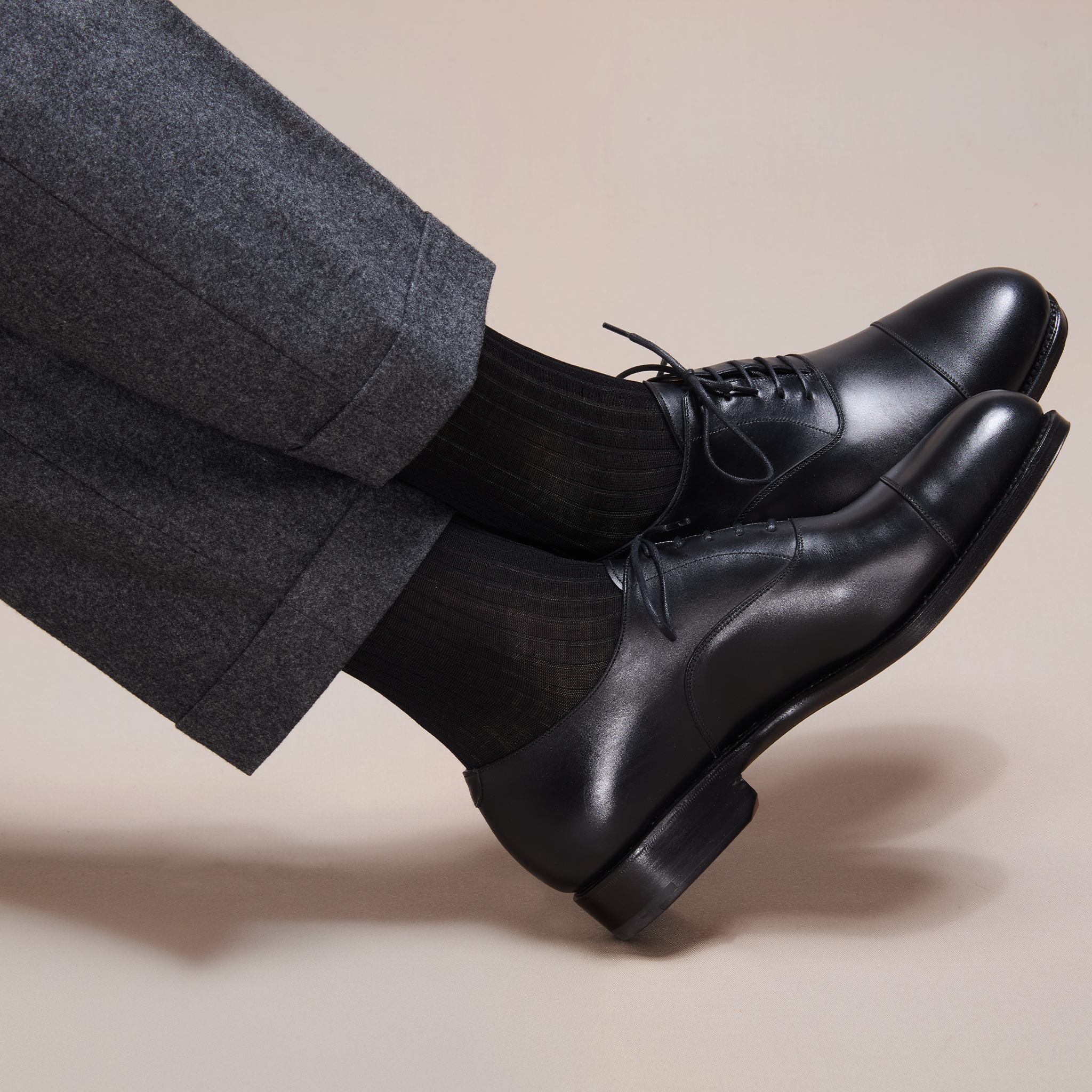 Men's black high socks - 100% Cotton lisle - Gammarelli