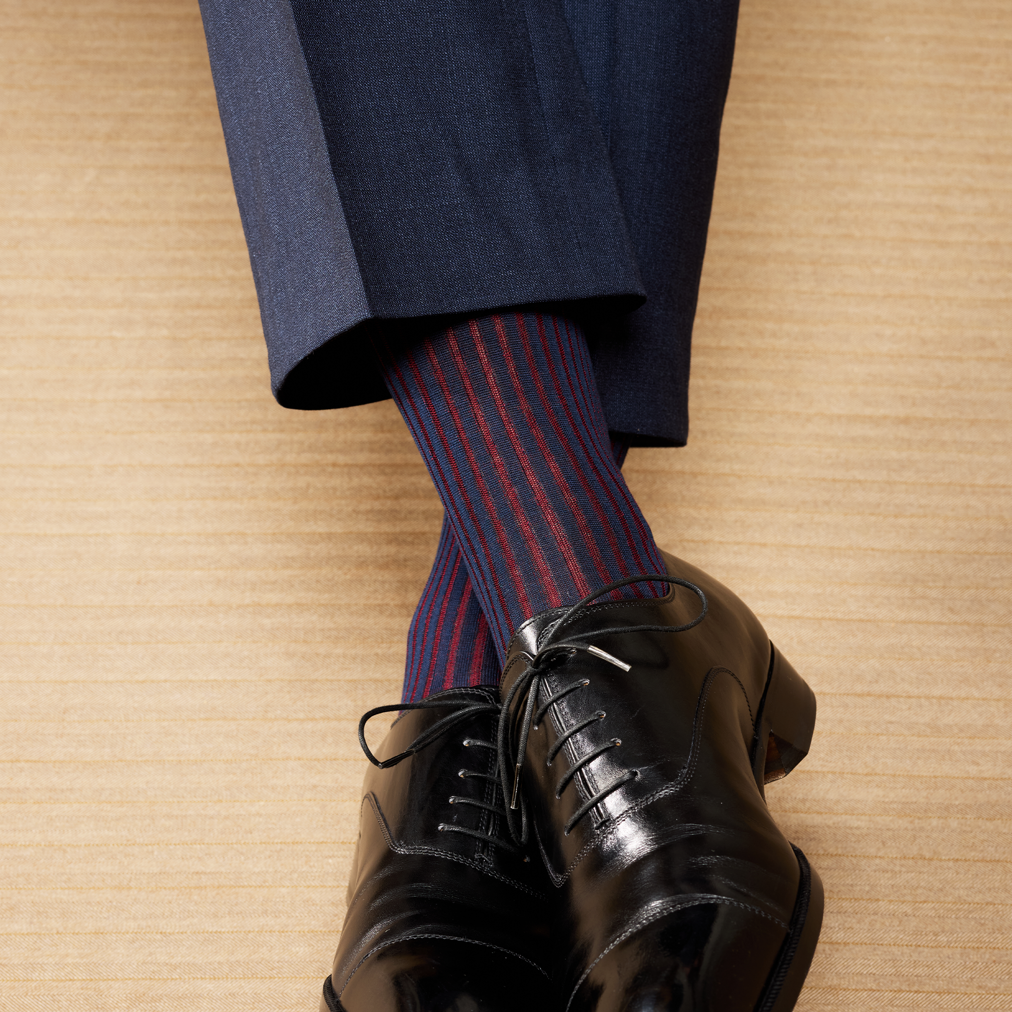 Navy & Burgundy – Cotton Lisle