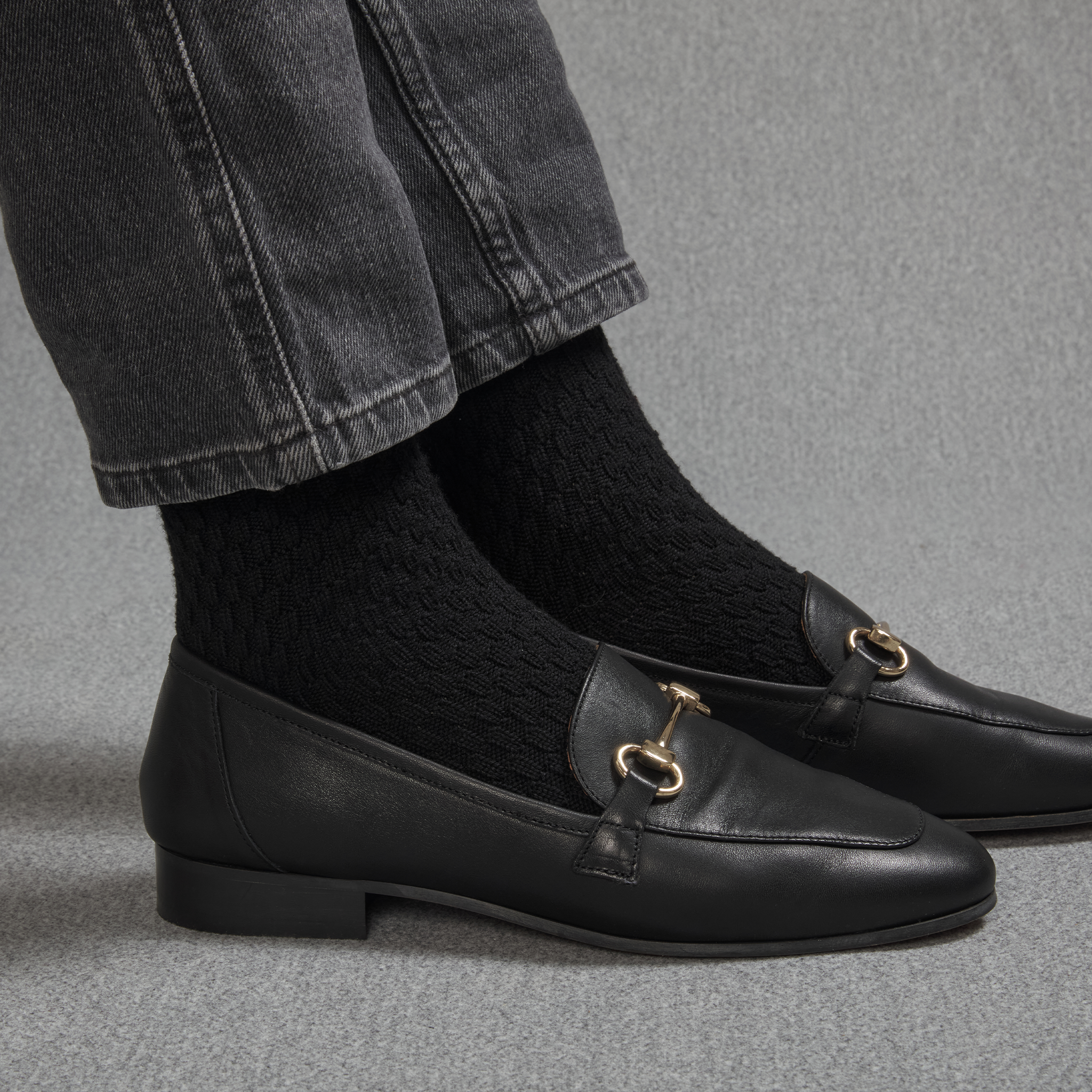 Short black women's wool socks - Daphné