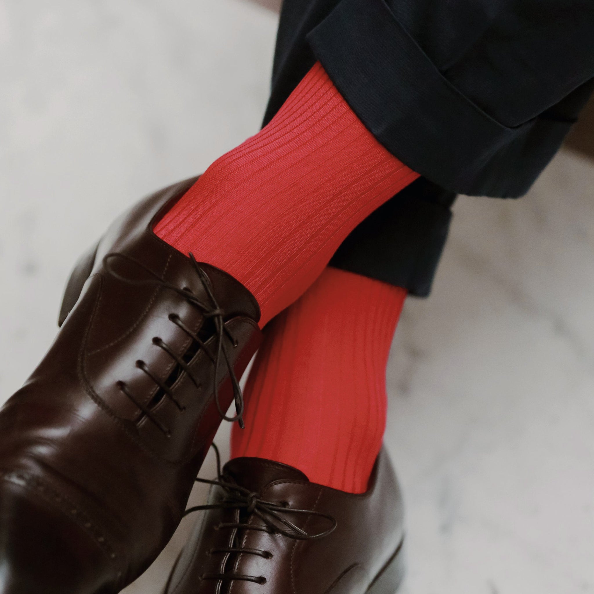 Coral Cotton lisle mid-low (high) socks for men