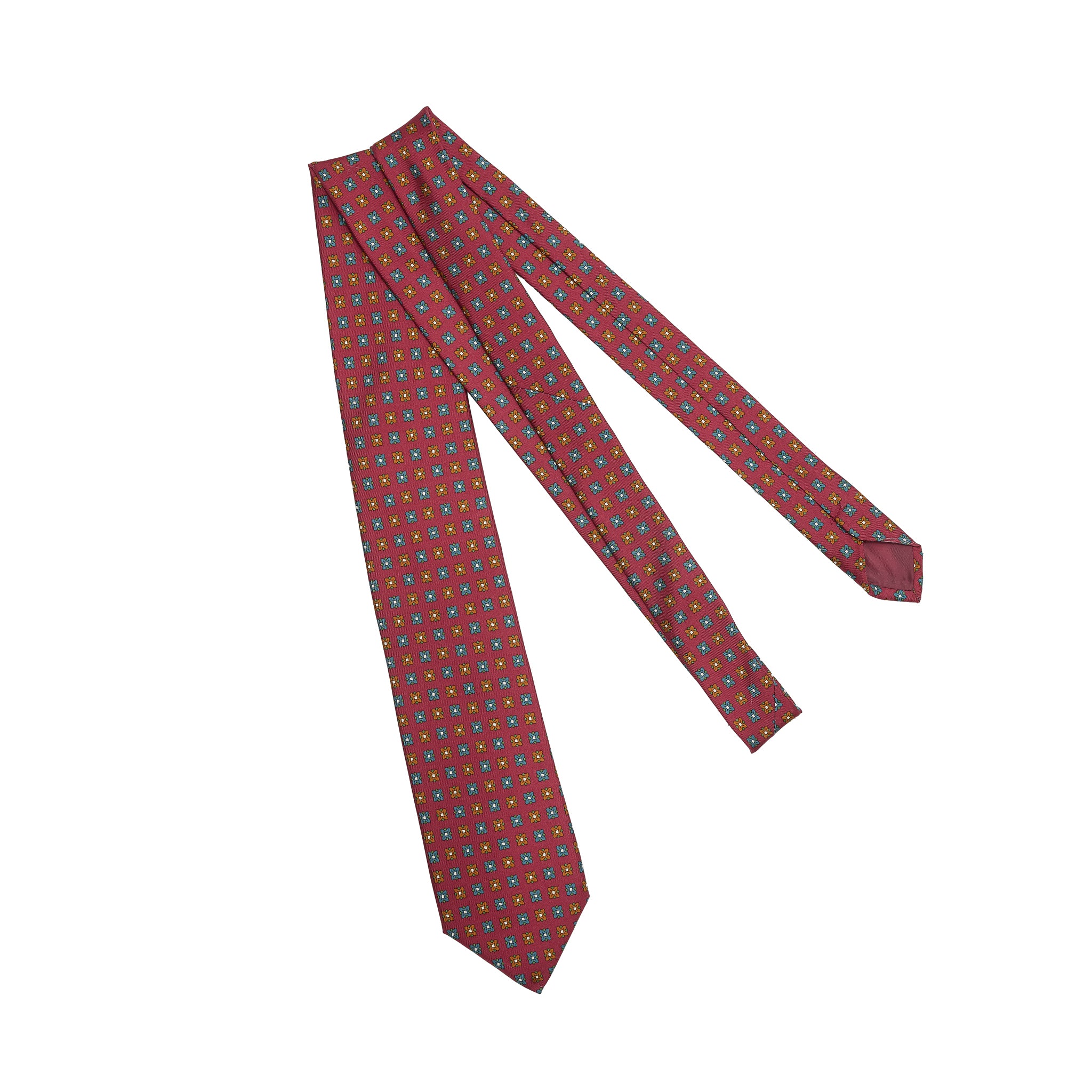 Cravate motif floral - Lie-de-vin - Soie