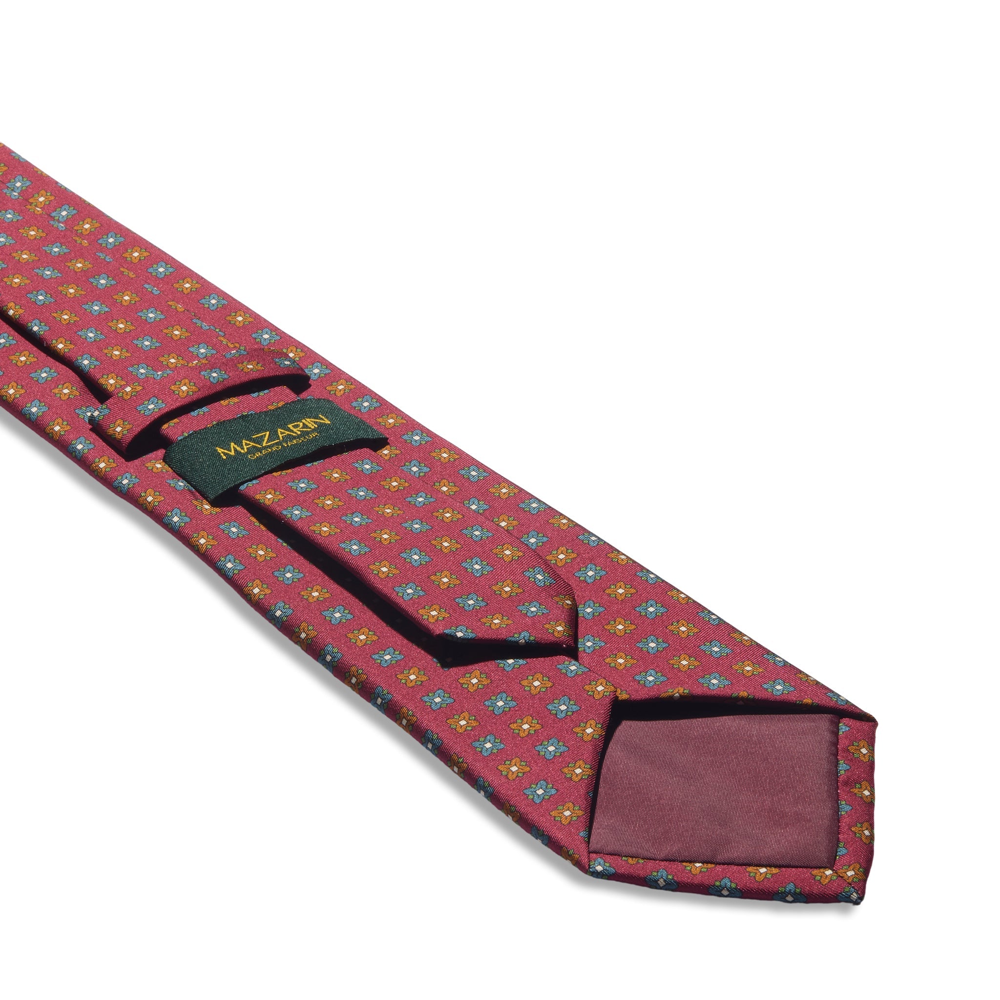 Cravate motif floral - Lie-de-vin - Soie