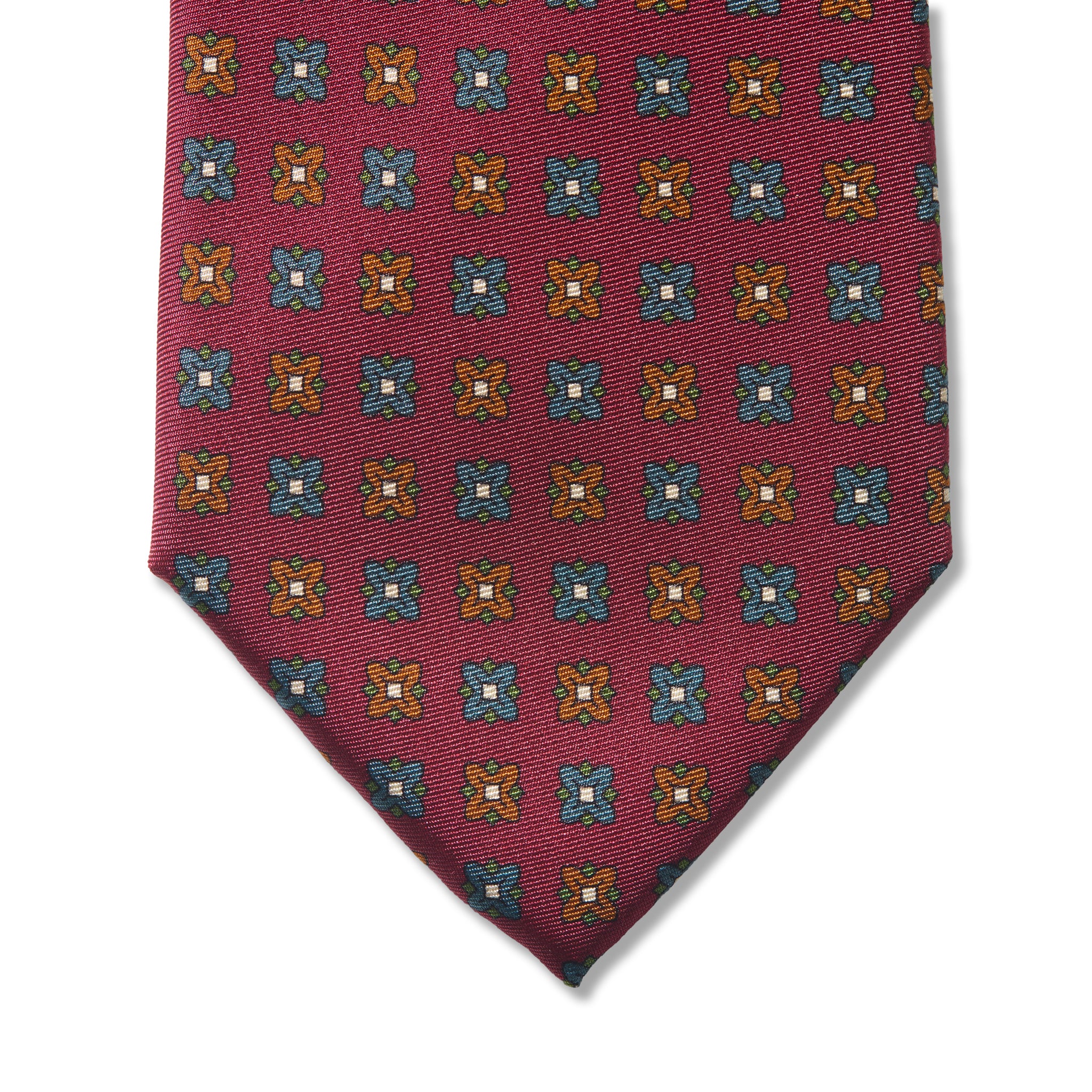 Cravate motif floral - Lie-de-vin - Soie