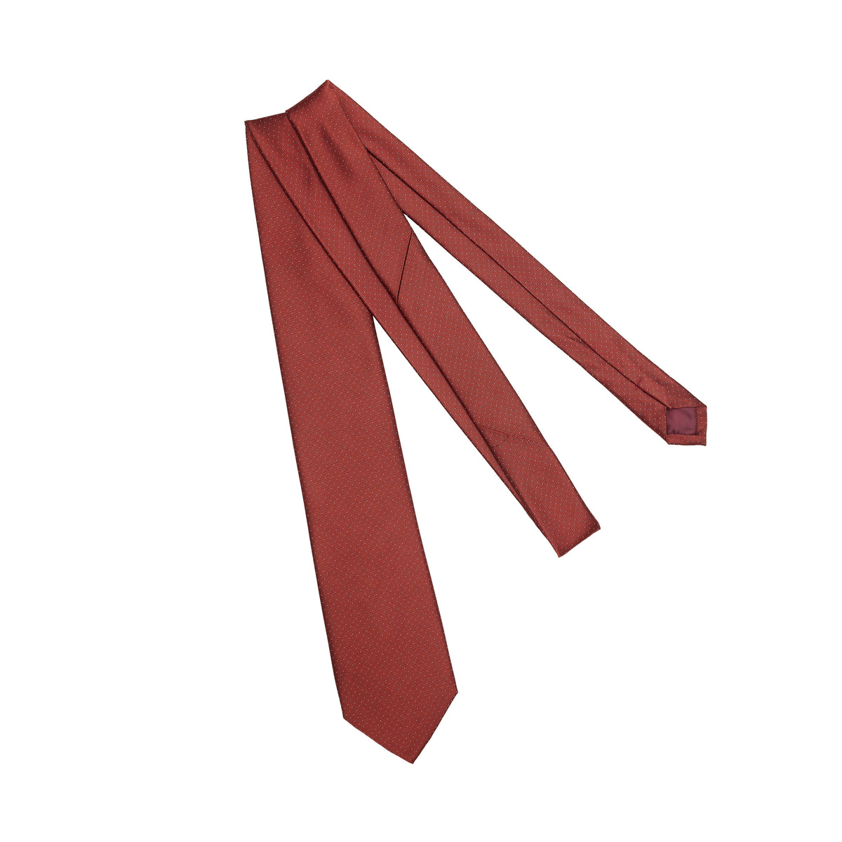 Corbata con motivo de lunares - Burdeos y beige - Seda