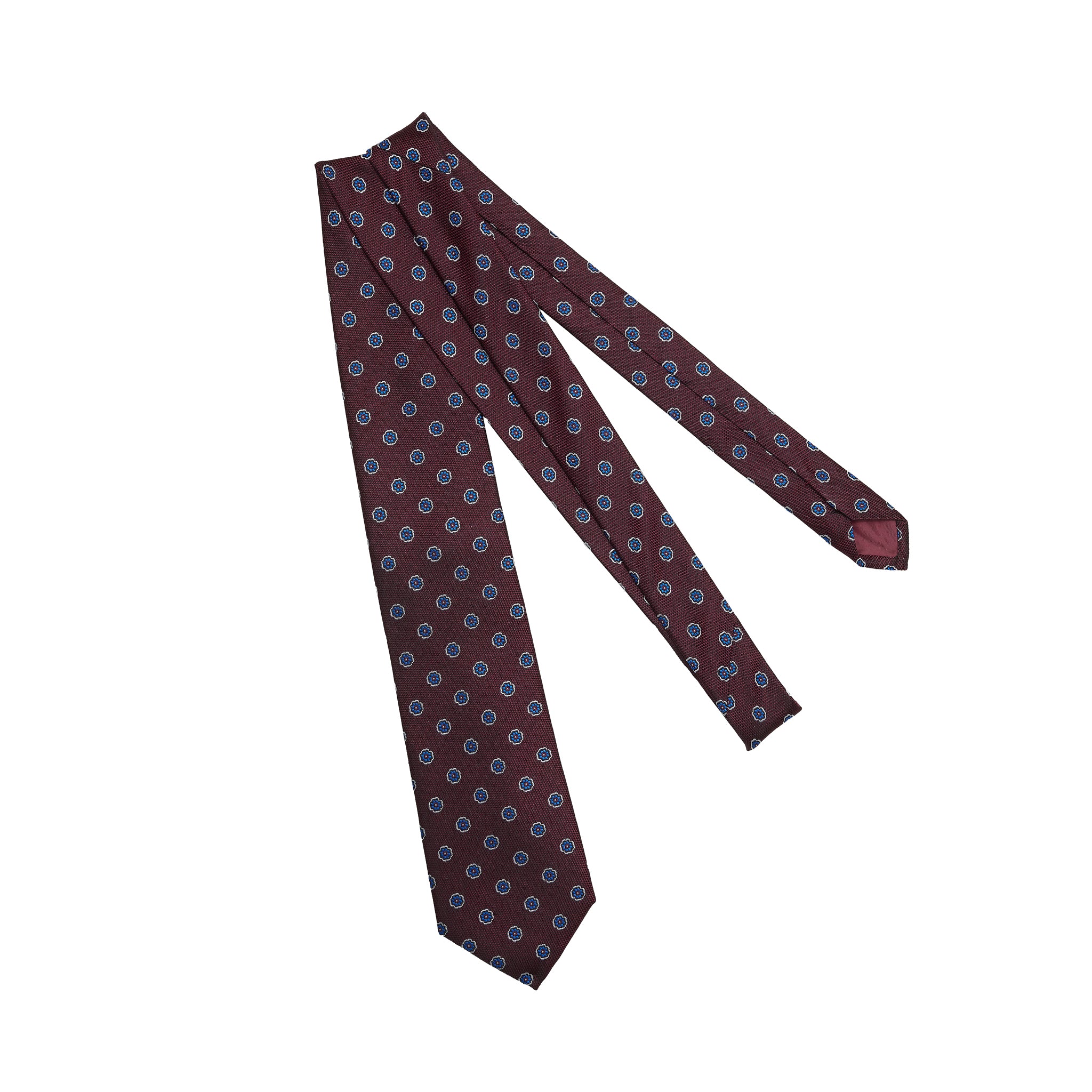 Cravate motif floral - Bordeaux - Soie