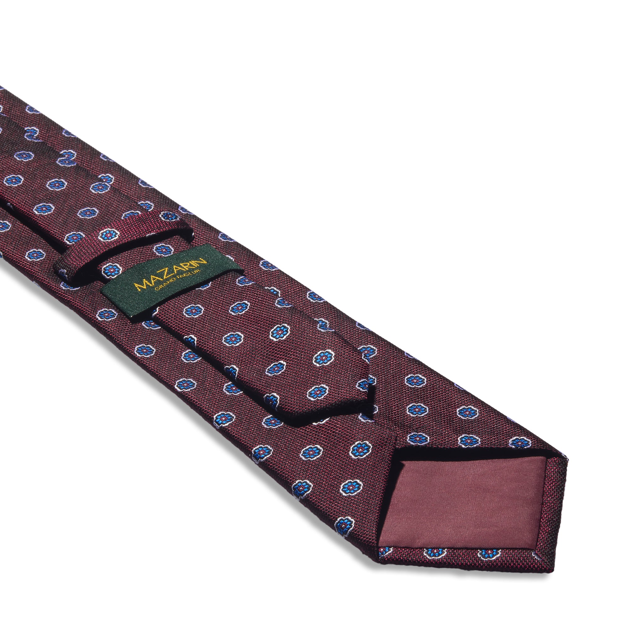 Cravate motif floral - Bordeaux - Soie