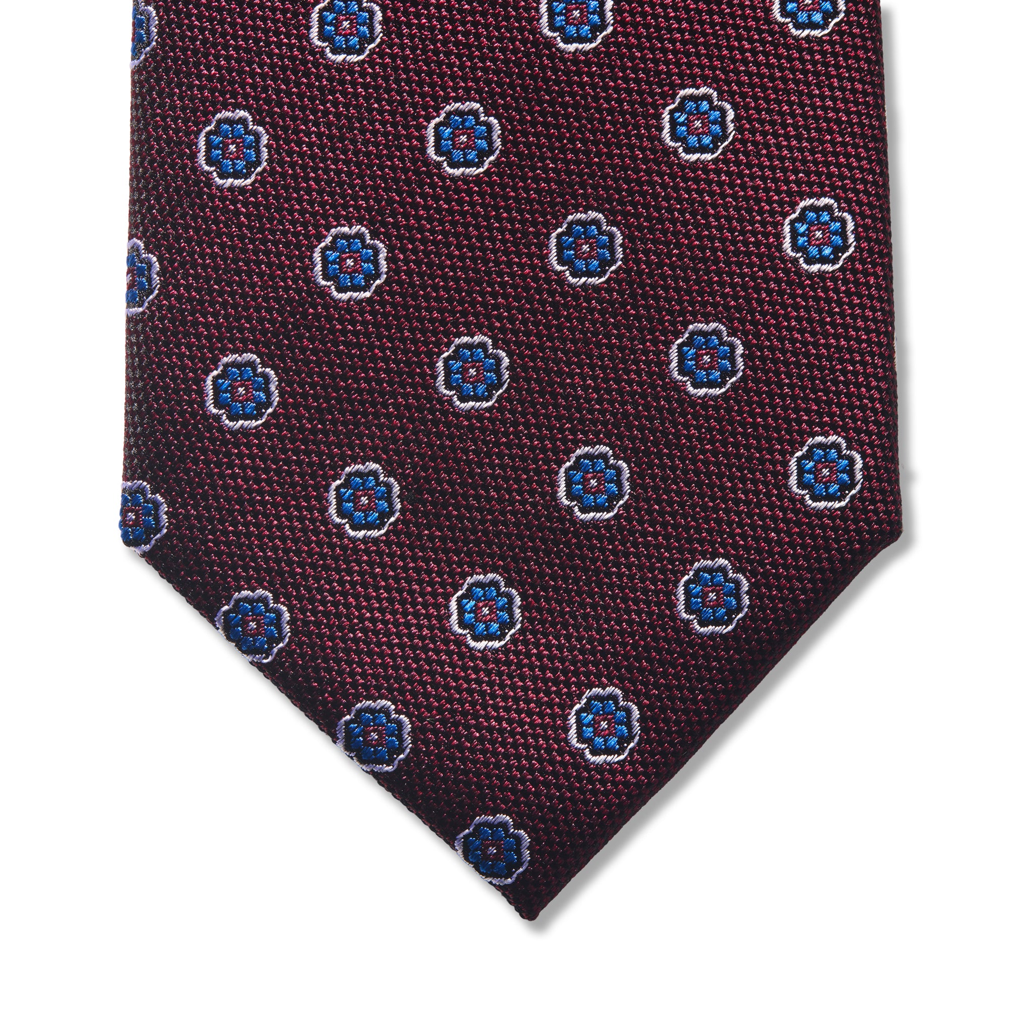 Cravate motif floral - Bordeaux - Soie