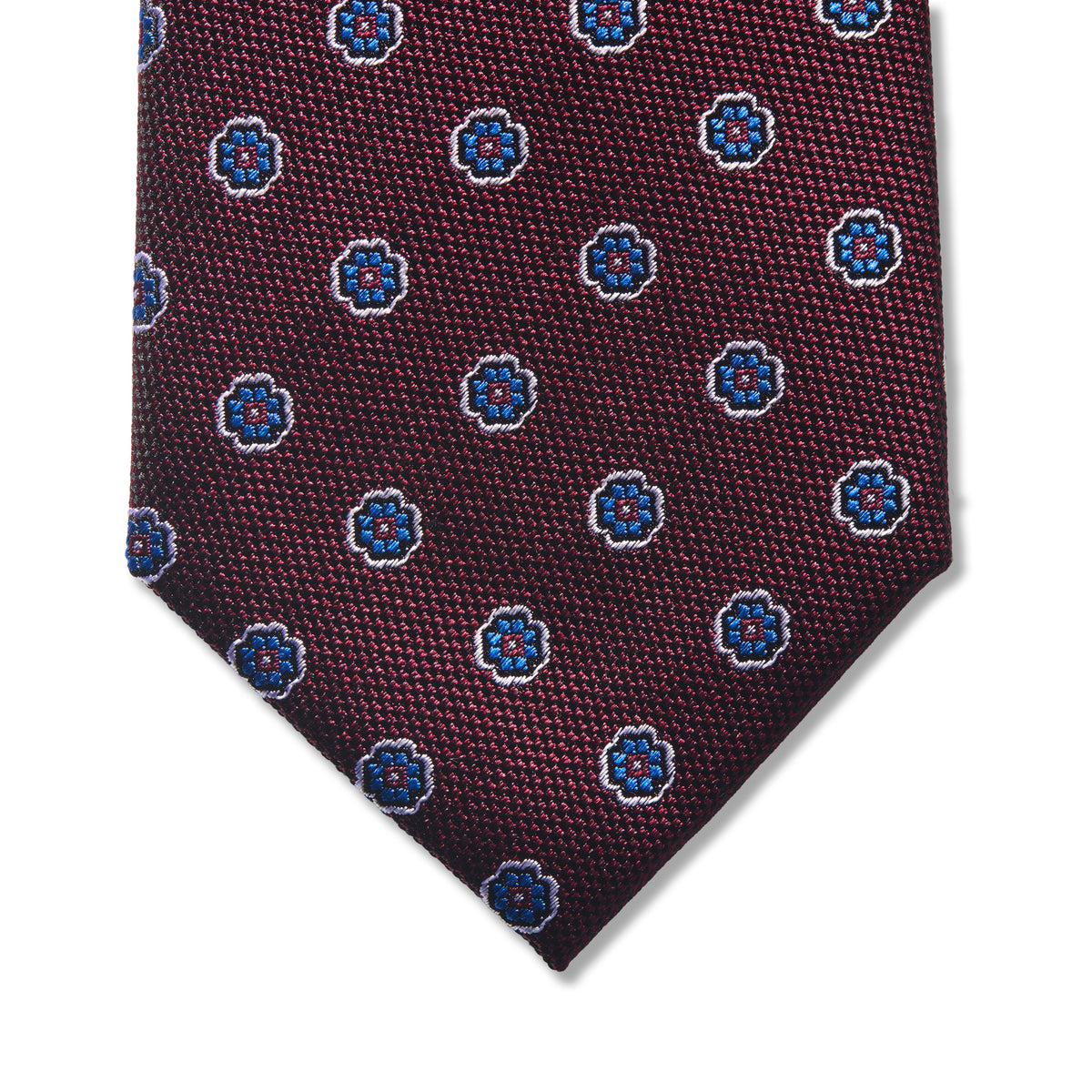 Cravate motif floral - Bordeaux - Soie