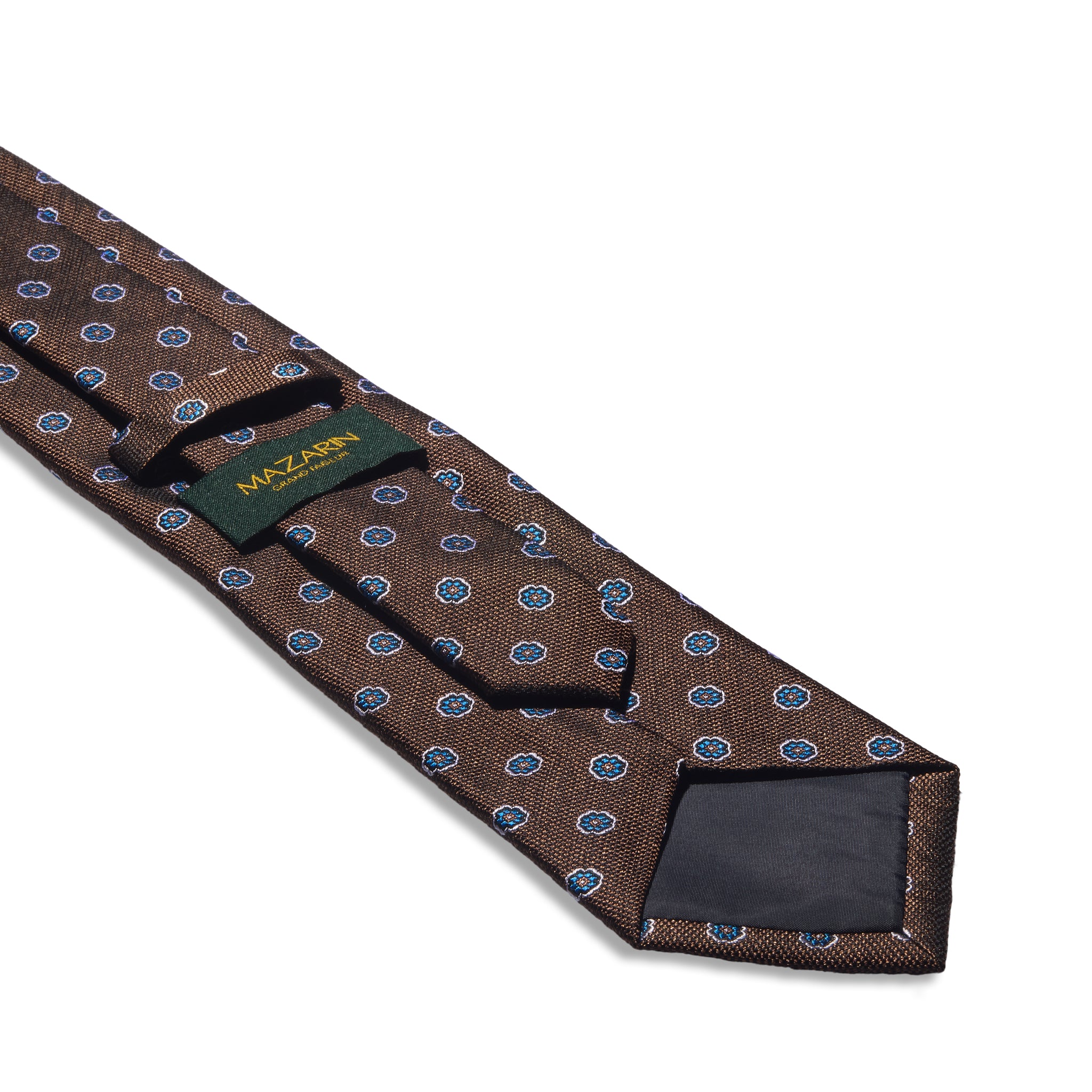 Cravate motif floral - Marron - Soie