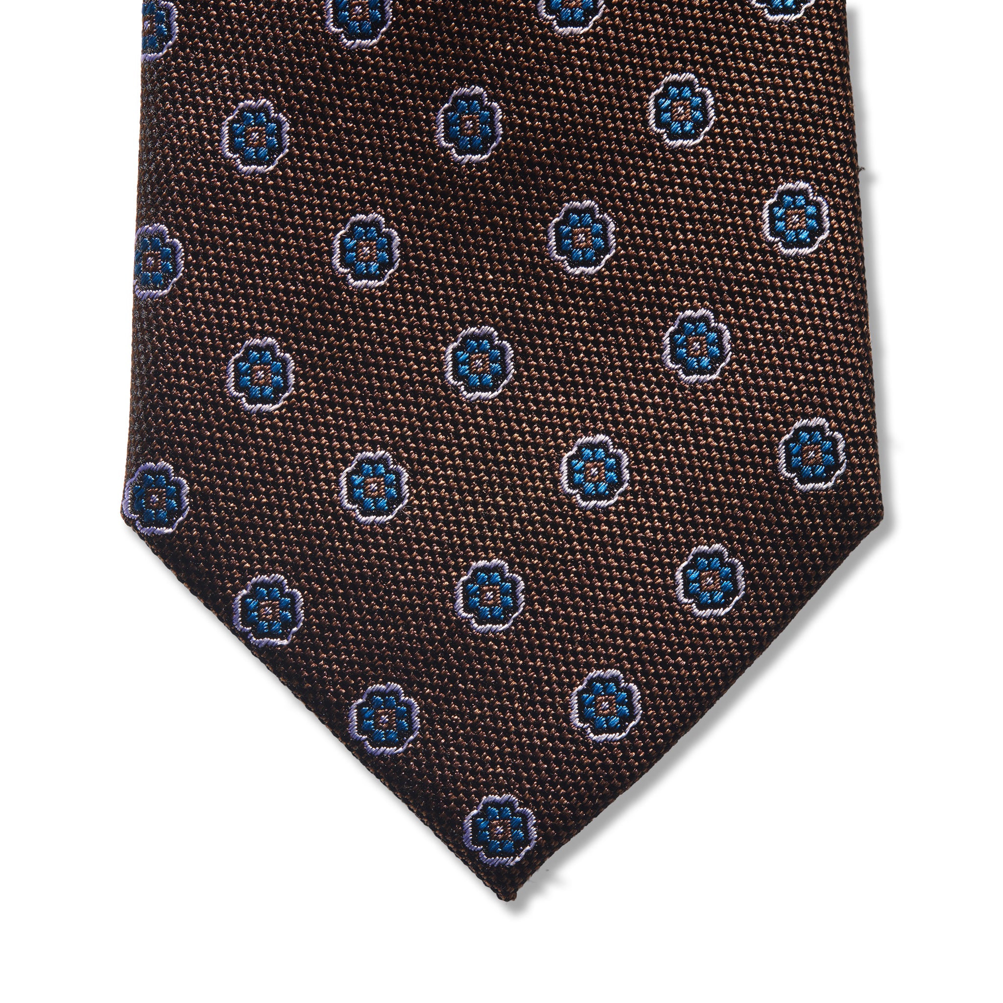 Cravate motif floral - Marron - Soie