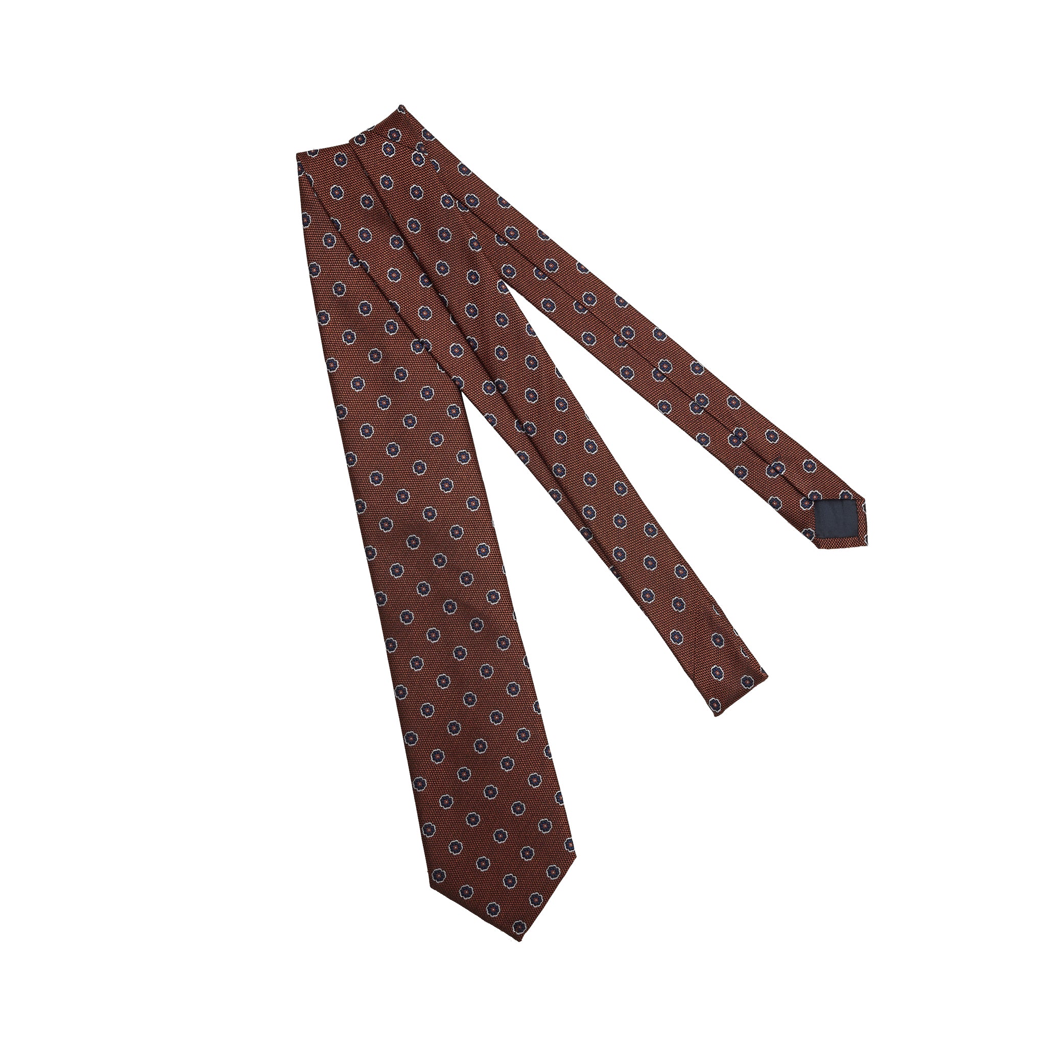 Cravate motif floral - Rouille - Soie