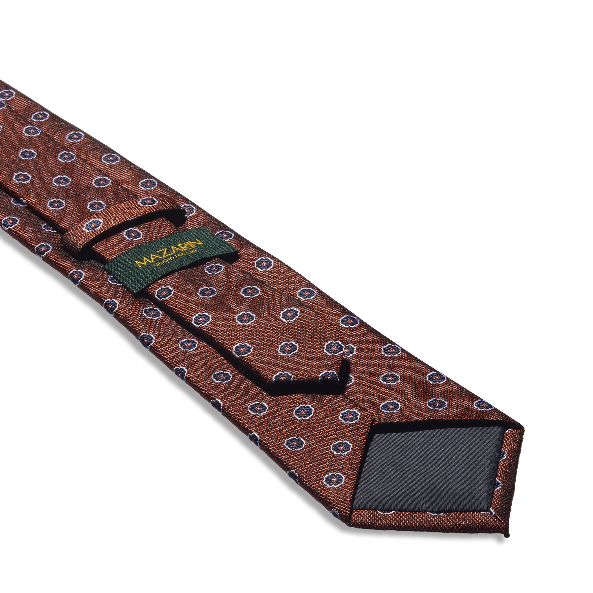 Cravate motif floral - Rouille - Soie