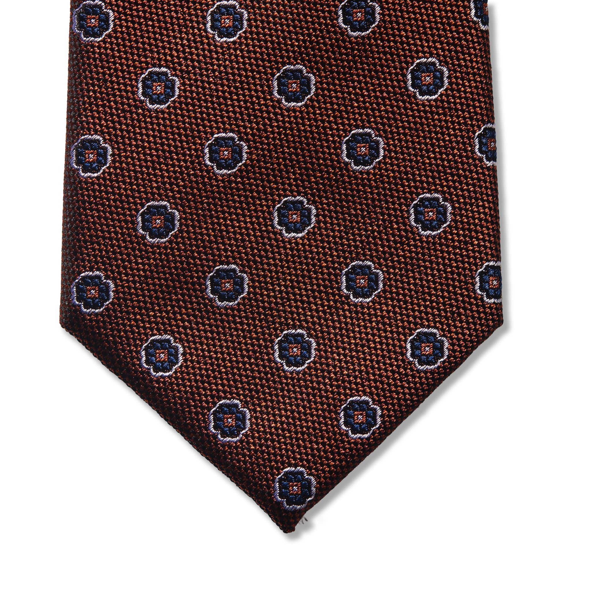 Cravate motif floral - Rouille - Soie