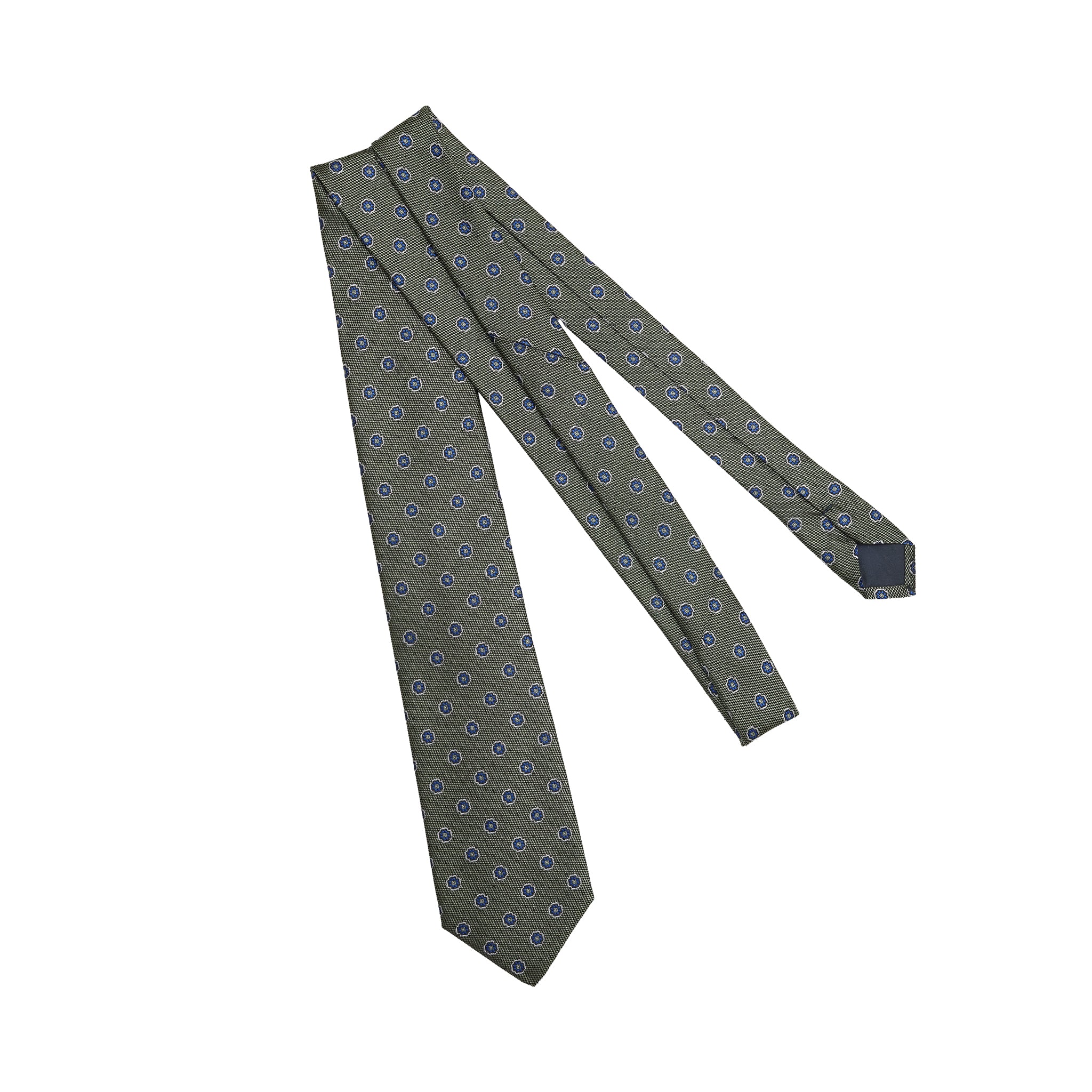Cravate motif floral - Vert sauge - Soie
