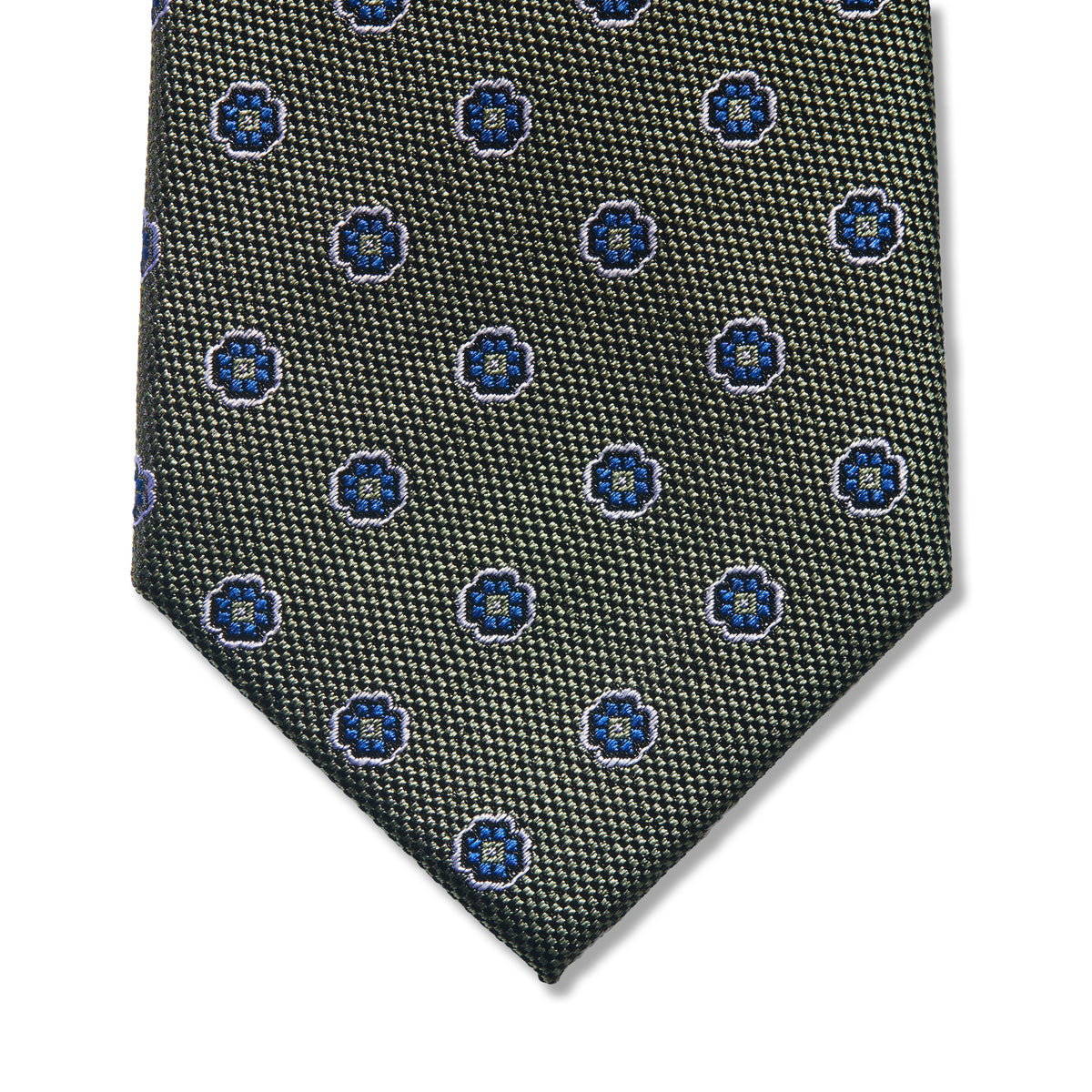 Corbata con motivo floral - Verde salvia - Seda
