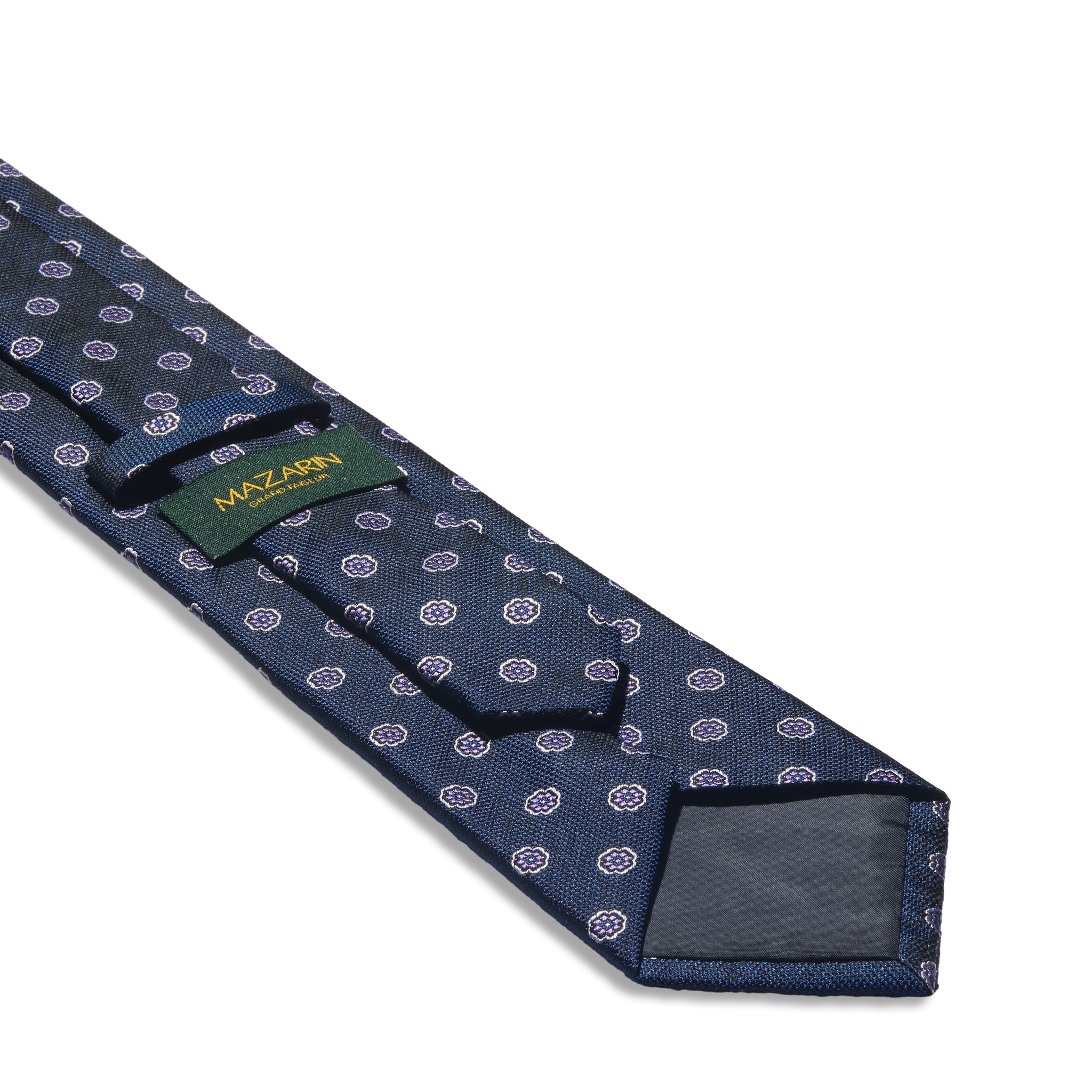 Cravate motif floral - Bleu nuit - Soie
