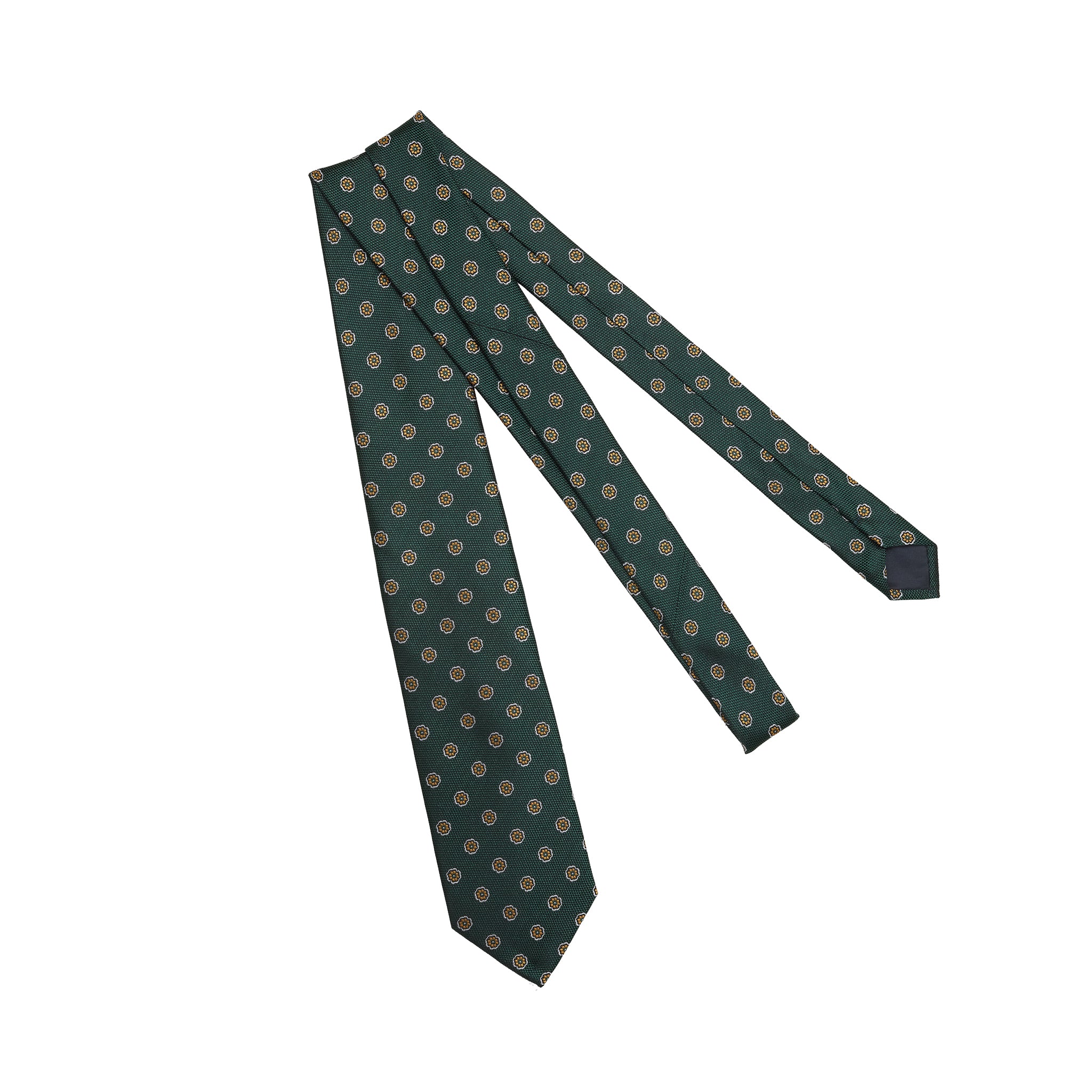 Cravate motif floral - Vert Académie - Soie