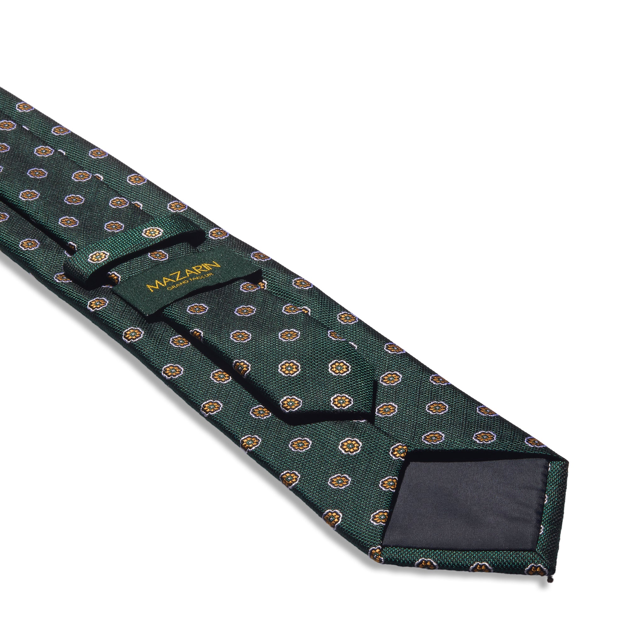 Cravate motif floral - Vert Académie - Soie