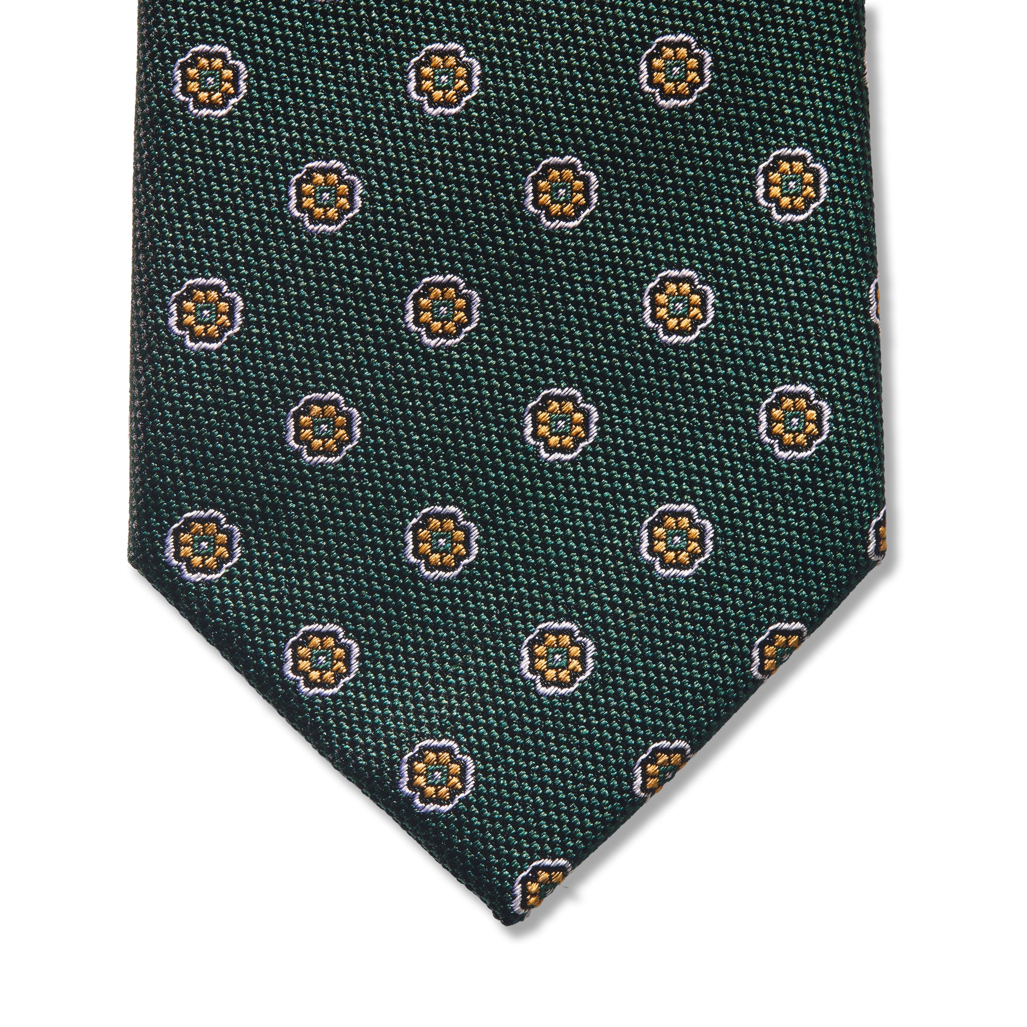 Cravate motif floral - Vert Académie - Soie