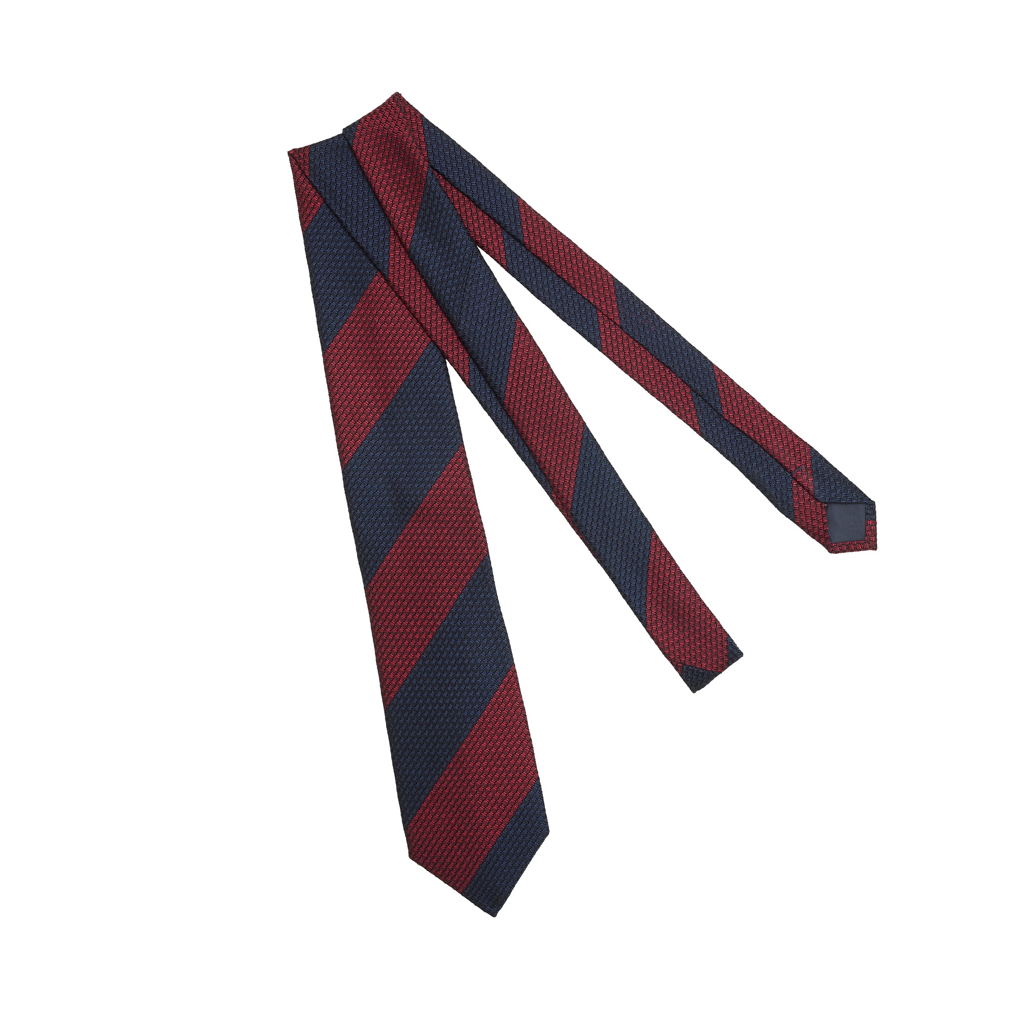 Cravate motif grandes rayures - Marine & Carmin - Soie