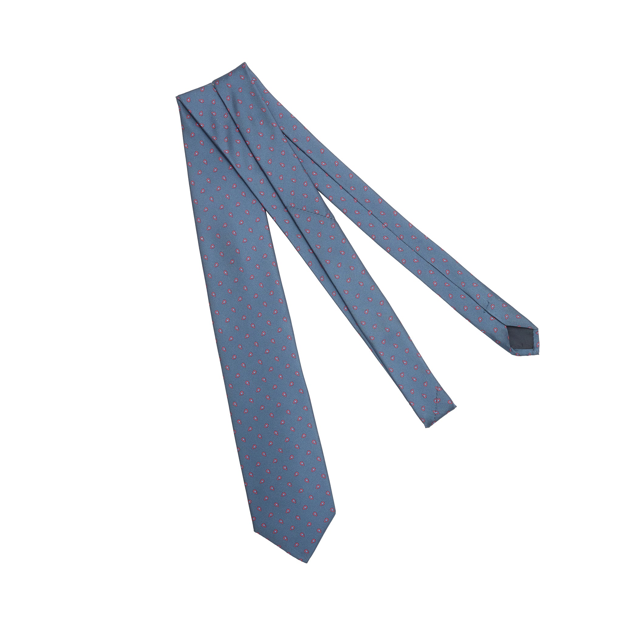 Cravate motif paisley- Bleu gris & Violet- Soie