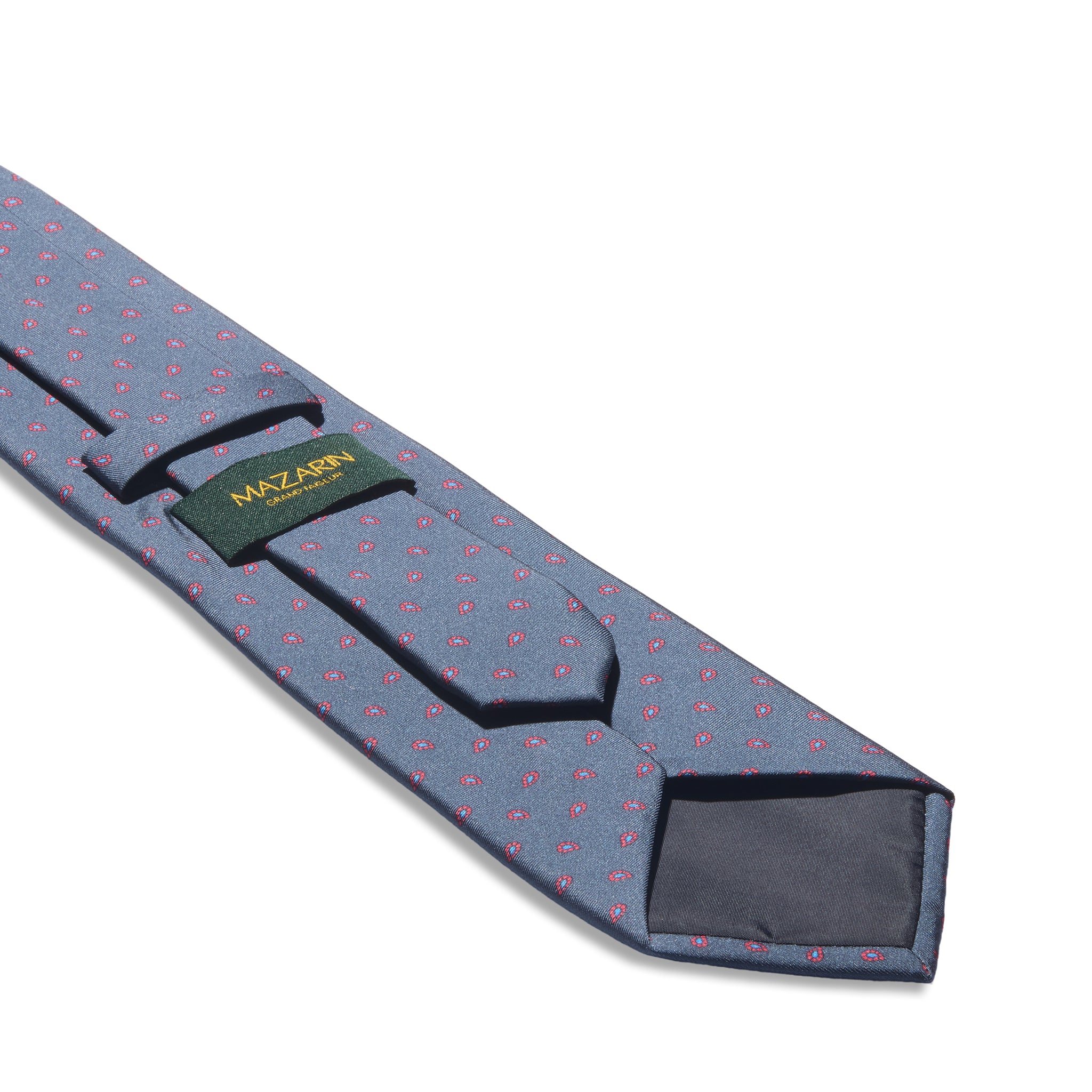 Cravate motif paisley- Bleu gris & Violet- Soie