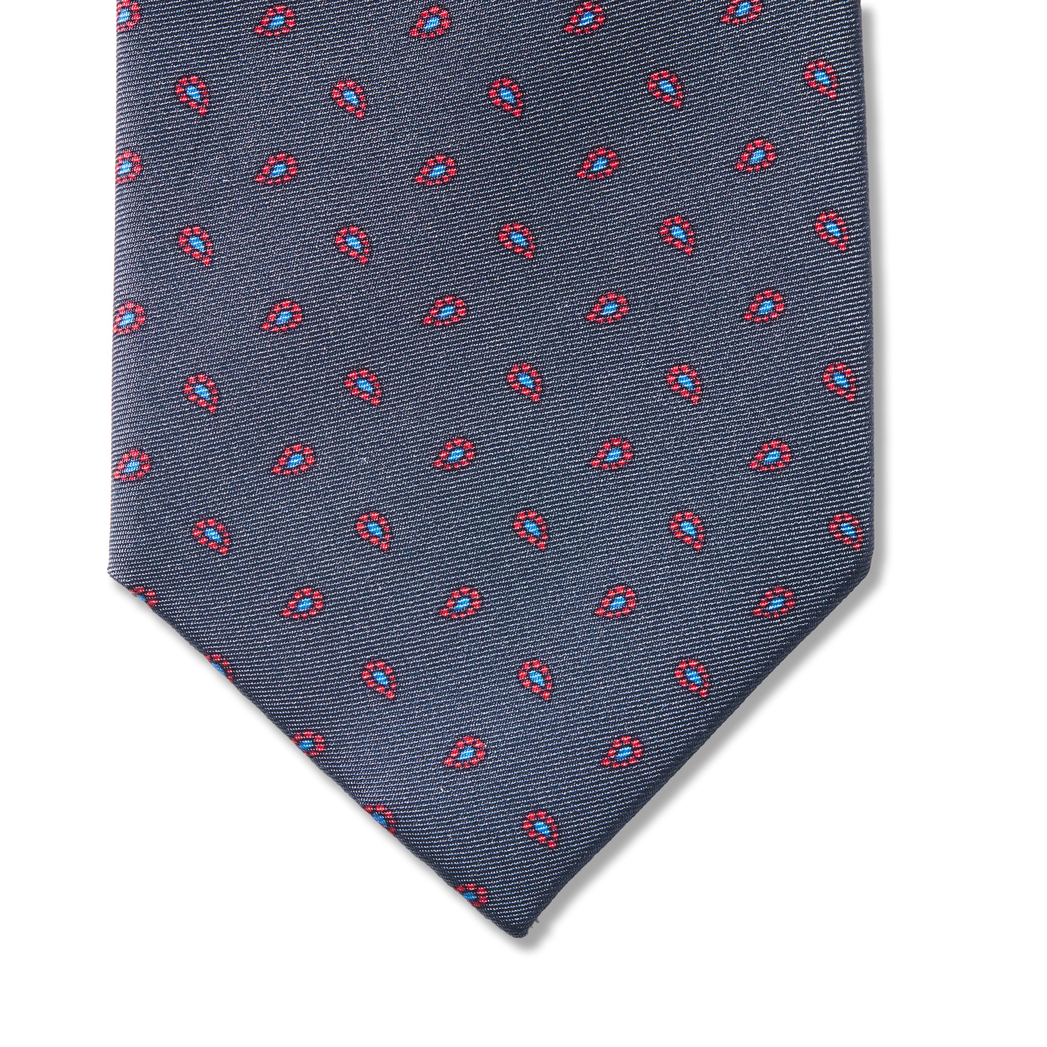 Cravate motif paisley- Bleu gris & Violet- Soie