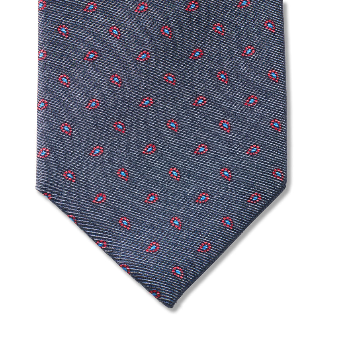 Cravate motif paisley- Bleu gris & Violet- Soie