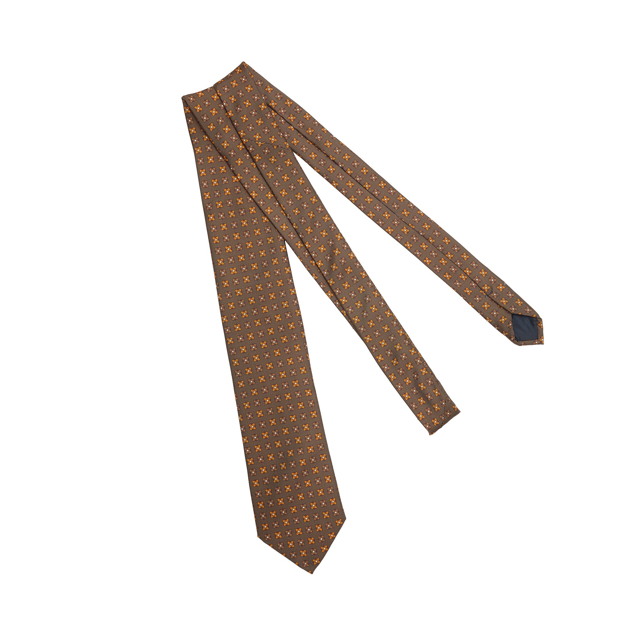Cravate motif floral - Noisette - Soie