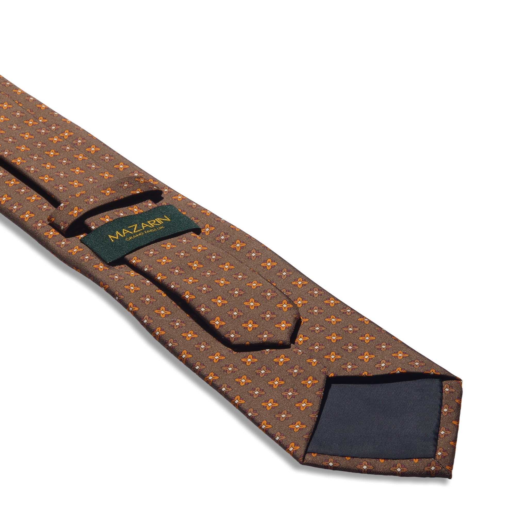 Cravate motif floral - Noisette - Soie