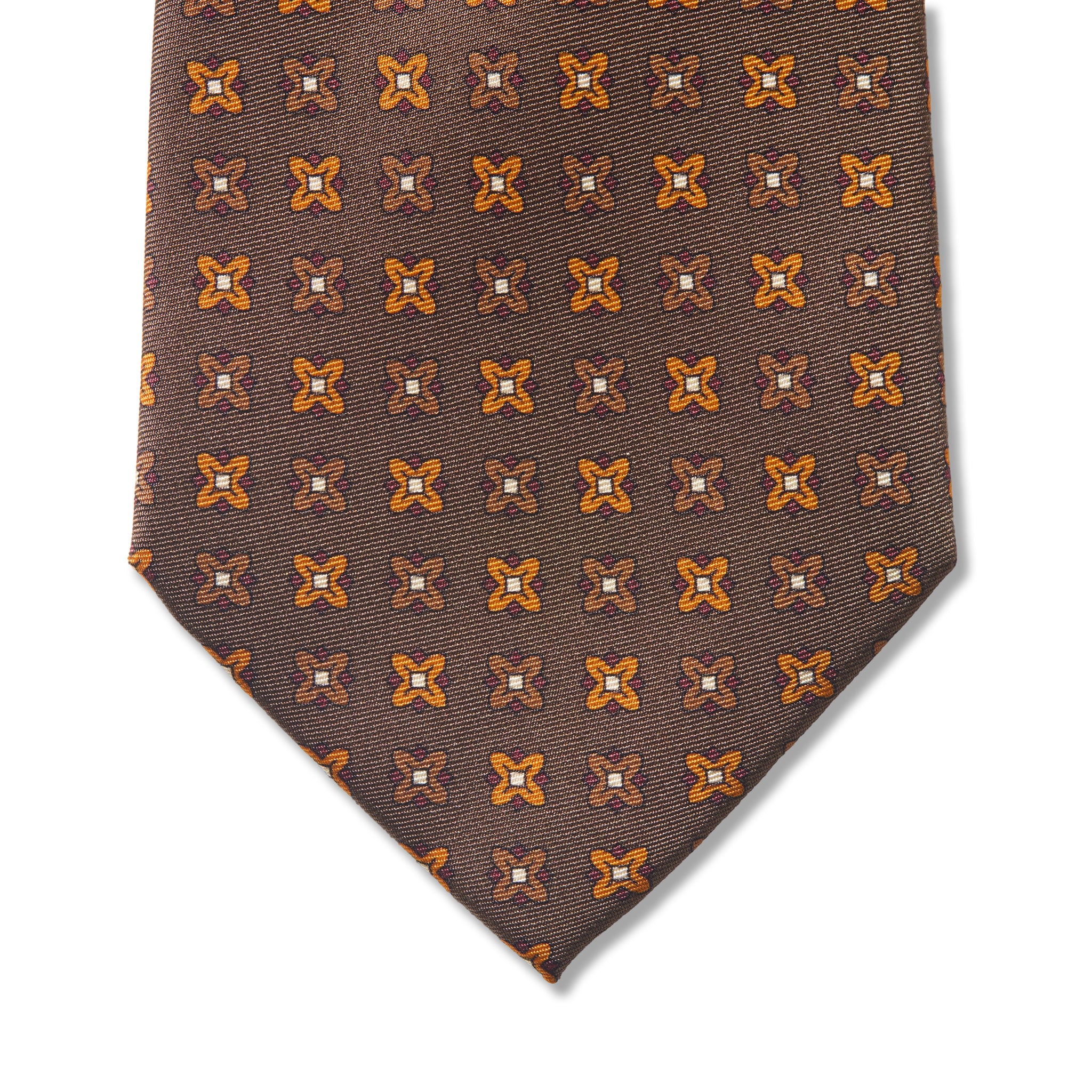 Cravate motif floral - Noisette - Soie