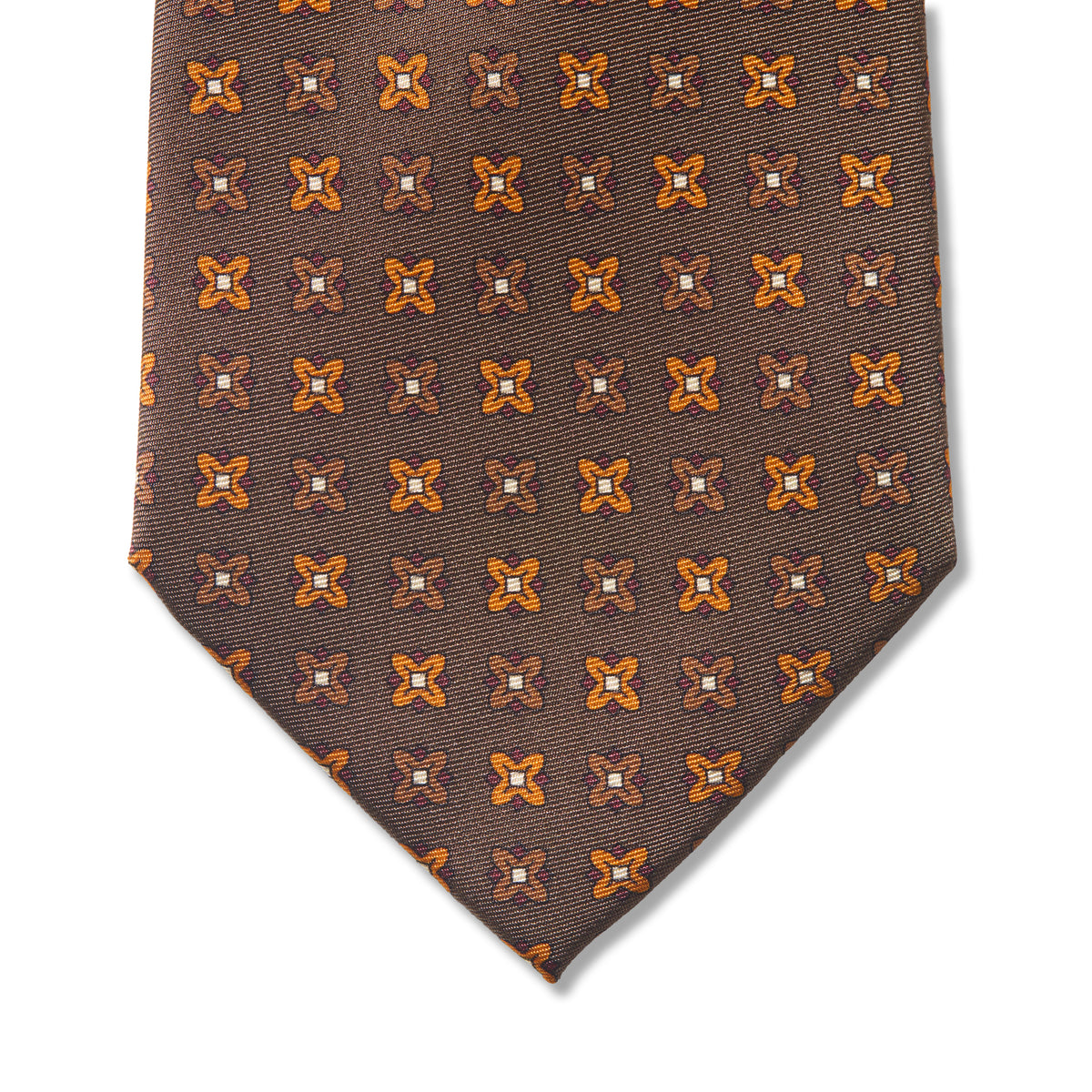 Cravate motif floral - Noisette - Soie