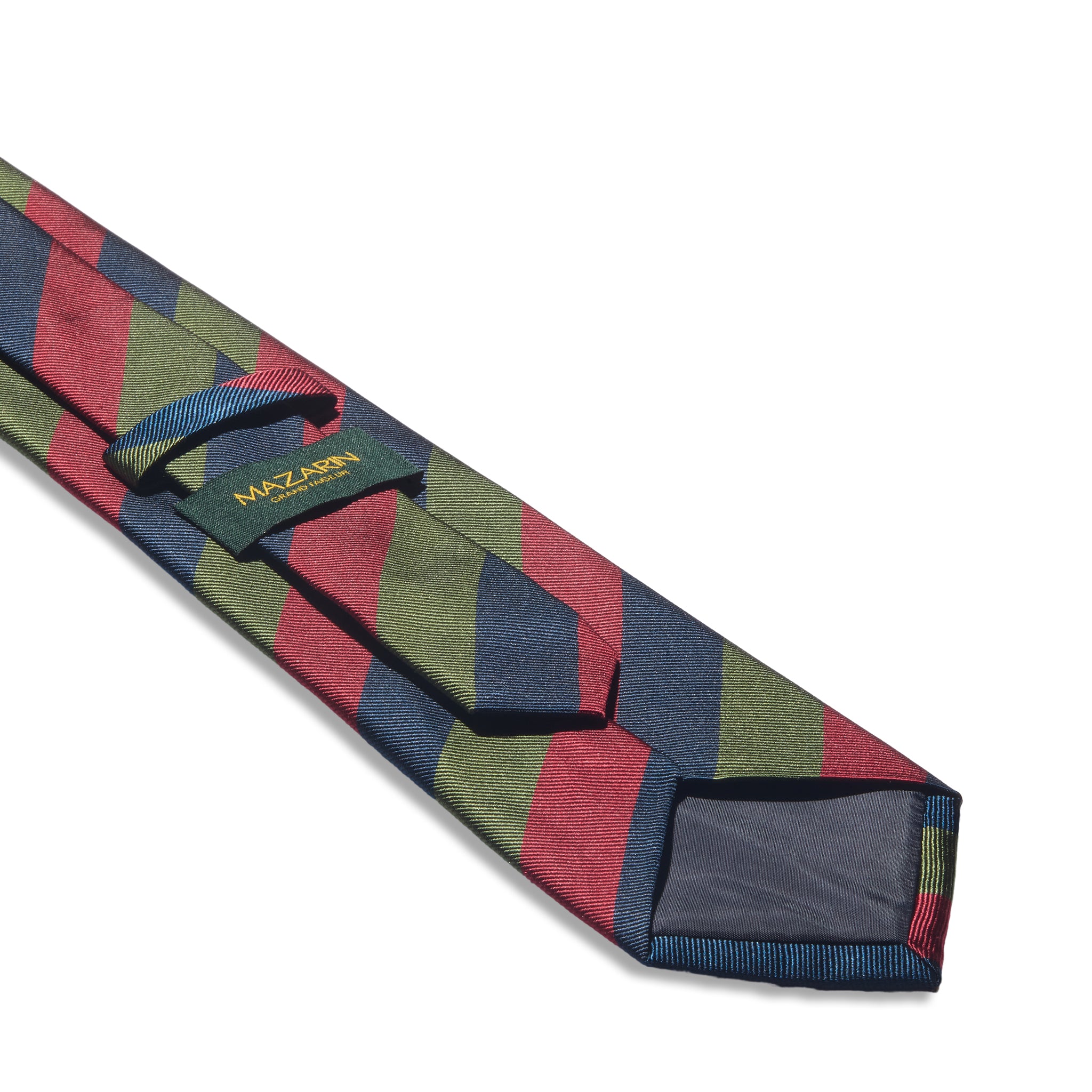 Cravate motif club - Marine & Carmin & Kaki - Soie