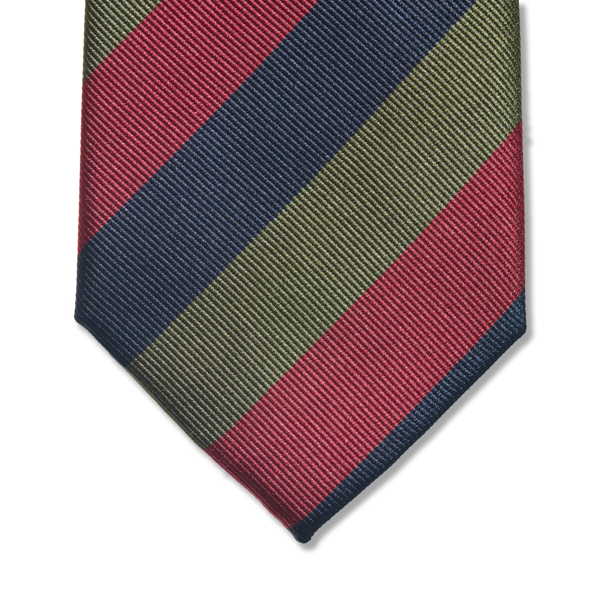 Cravate motif club - Marine & Carmin & Kaki - Soie