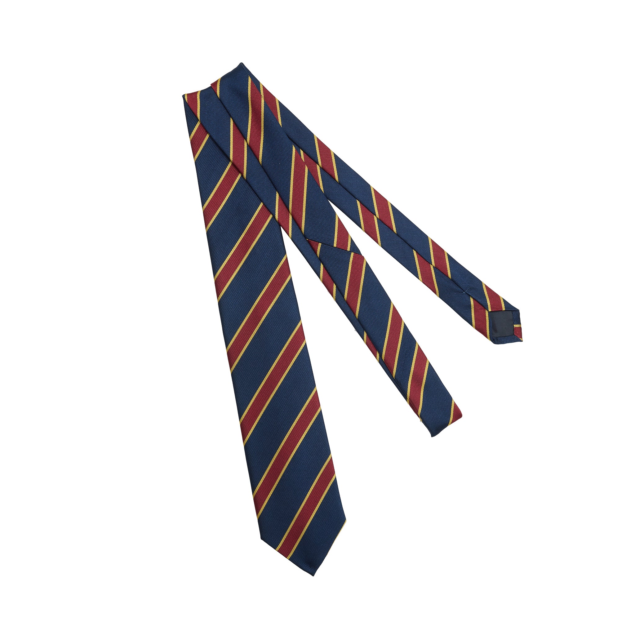 Cravate motif club - Marine & Or & Bordeaux - Soie