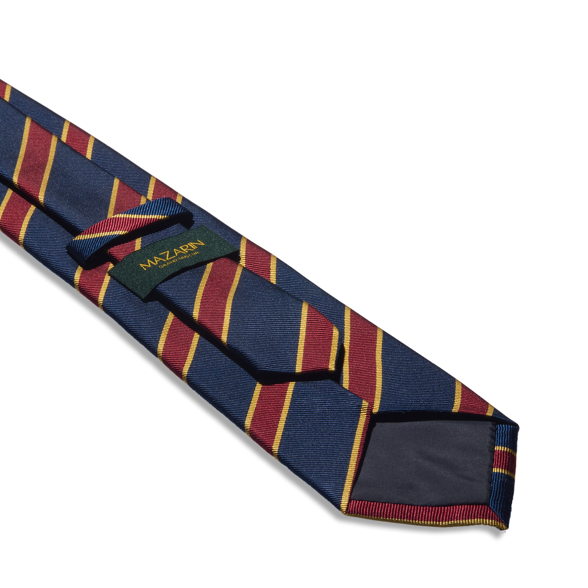 Cravate motif club - Marine & Or & Bordeaux - Soie