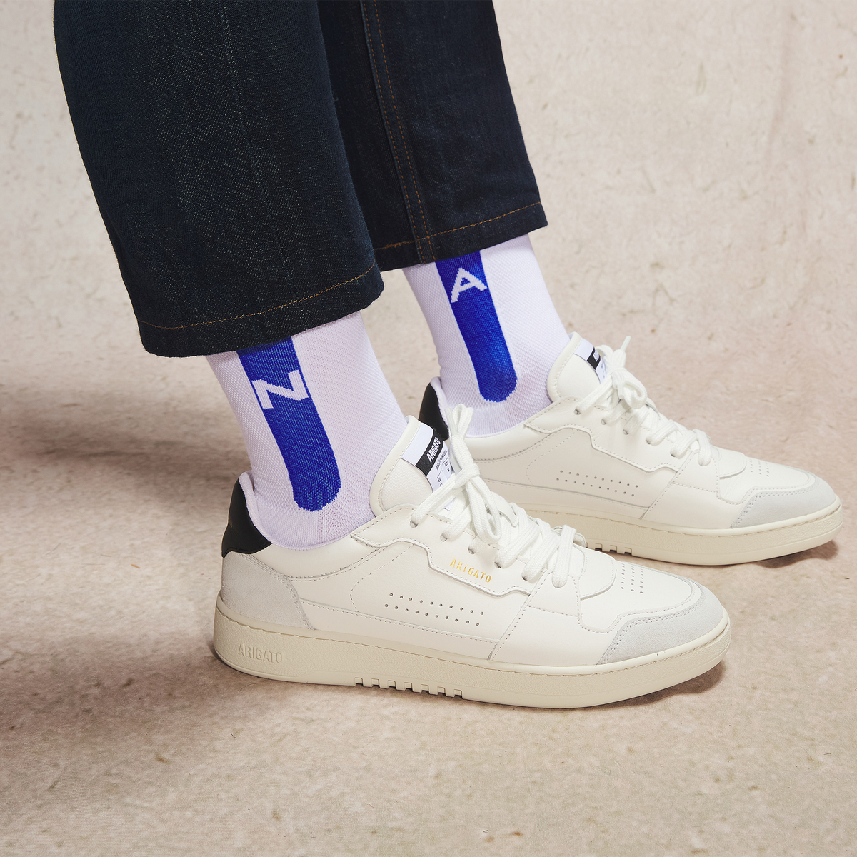 Socken | Einzelne monogrammierte Socke – Weiß & Königsblau