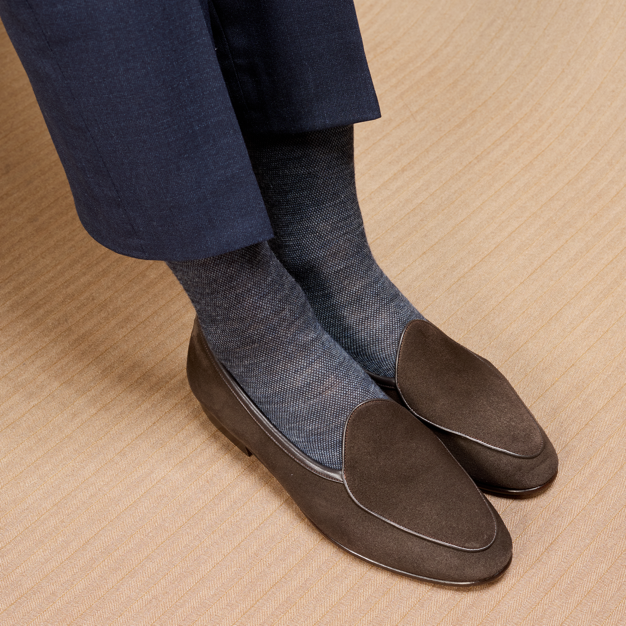 Blau denim & Marineblau - Kaviar - Wolle