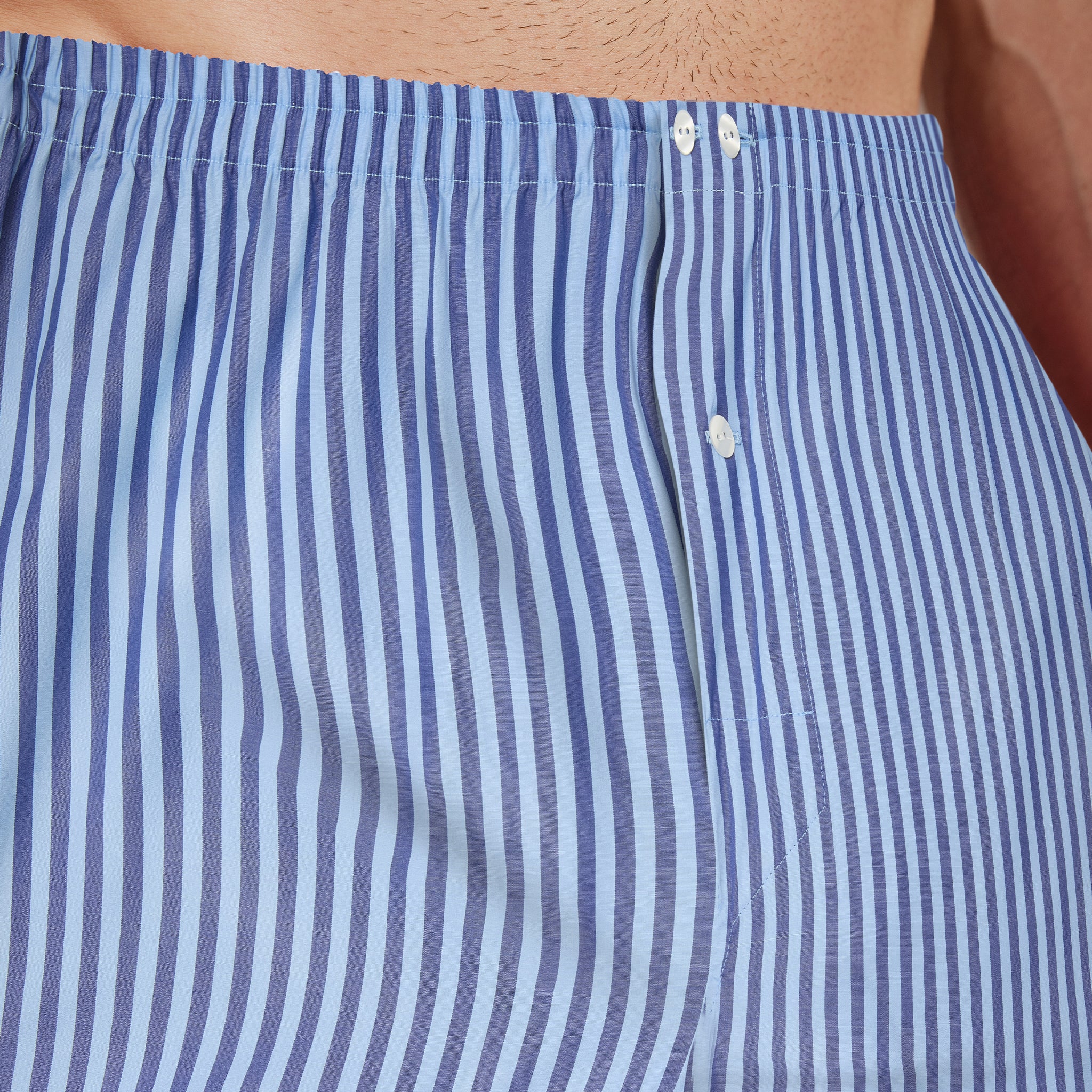 Boxershorts Marineblau und Himmelblau - Liegestuhl-Motiv - Baumwolle