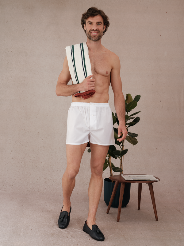 White boxer shorts - 100% Cotton - Mazarin - Mes Chaussettes Rouges
