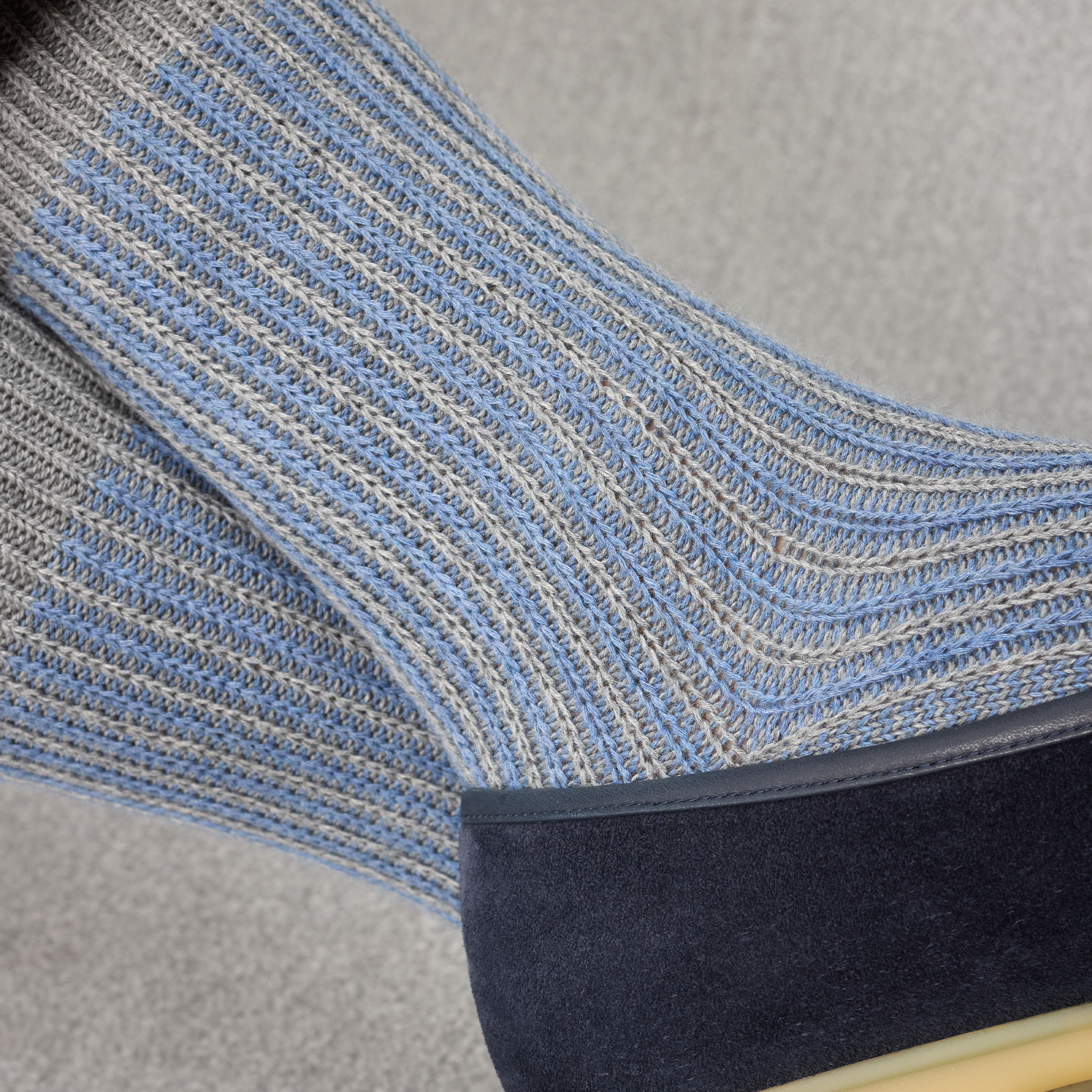 Gris clair & Bleu ciel - Rayures Transat - Coton