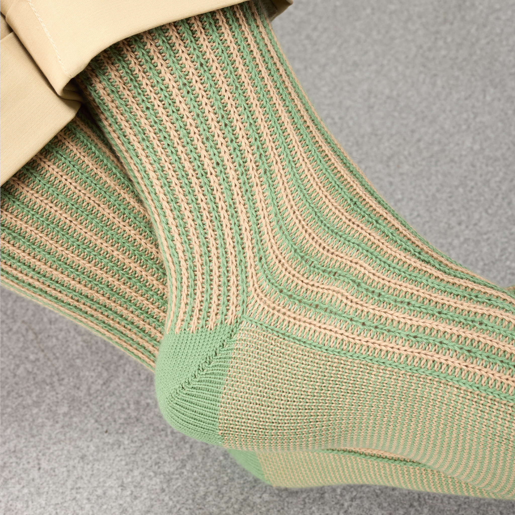 Vert doux & Beige - Rayures Transat - Coton