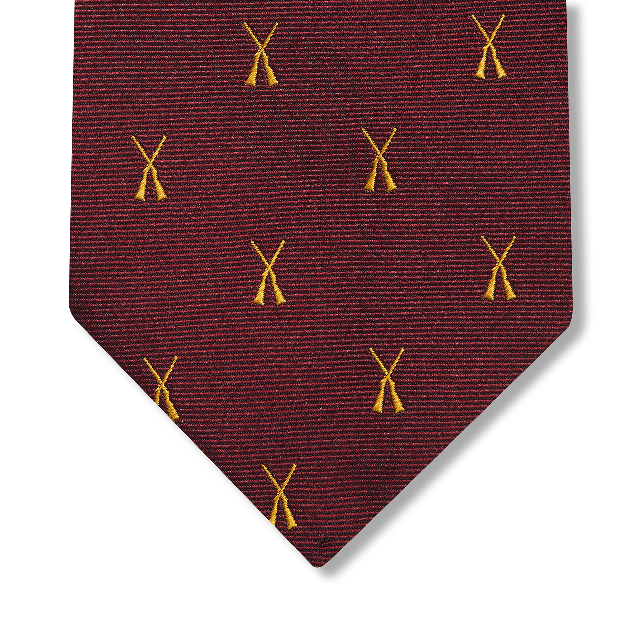 Cravate motif chasse - Bordeaux & Or - Soie