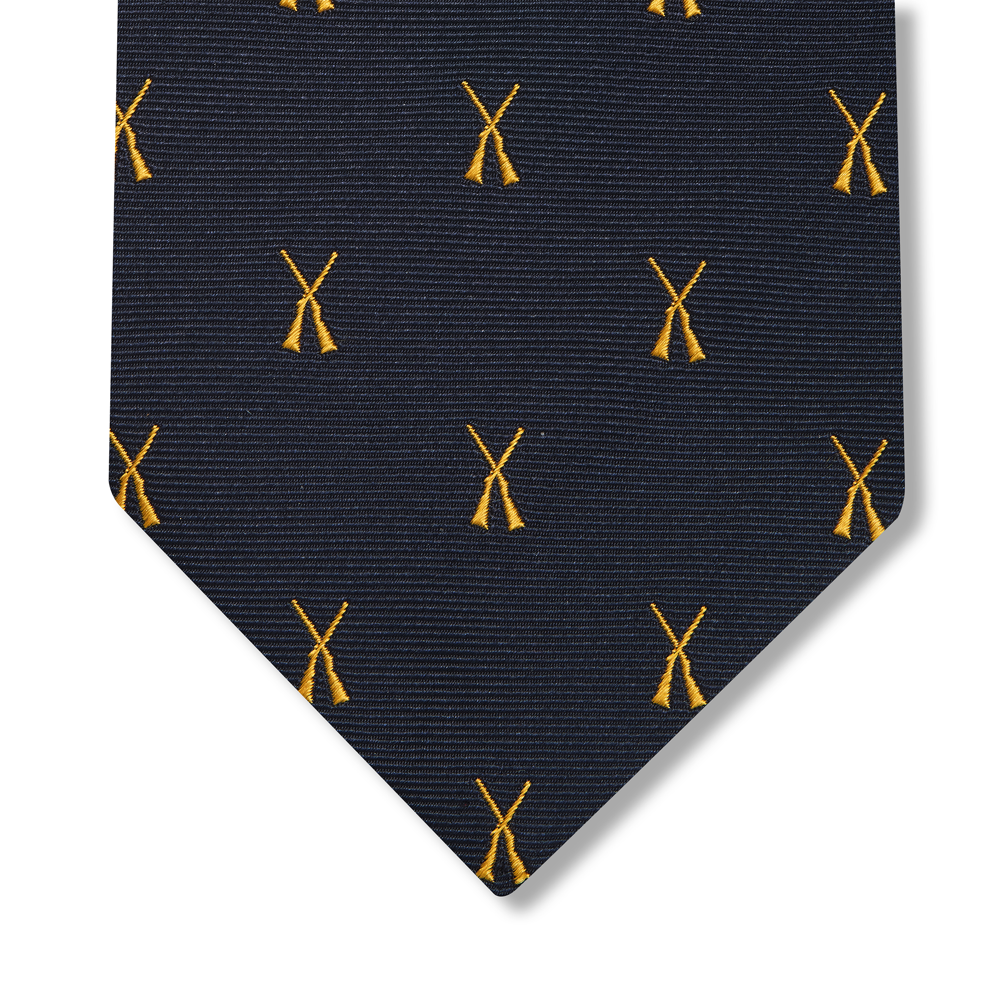 Cravate motif chasse - Marine & Or - Soie