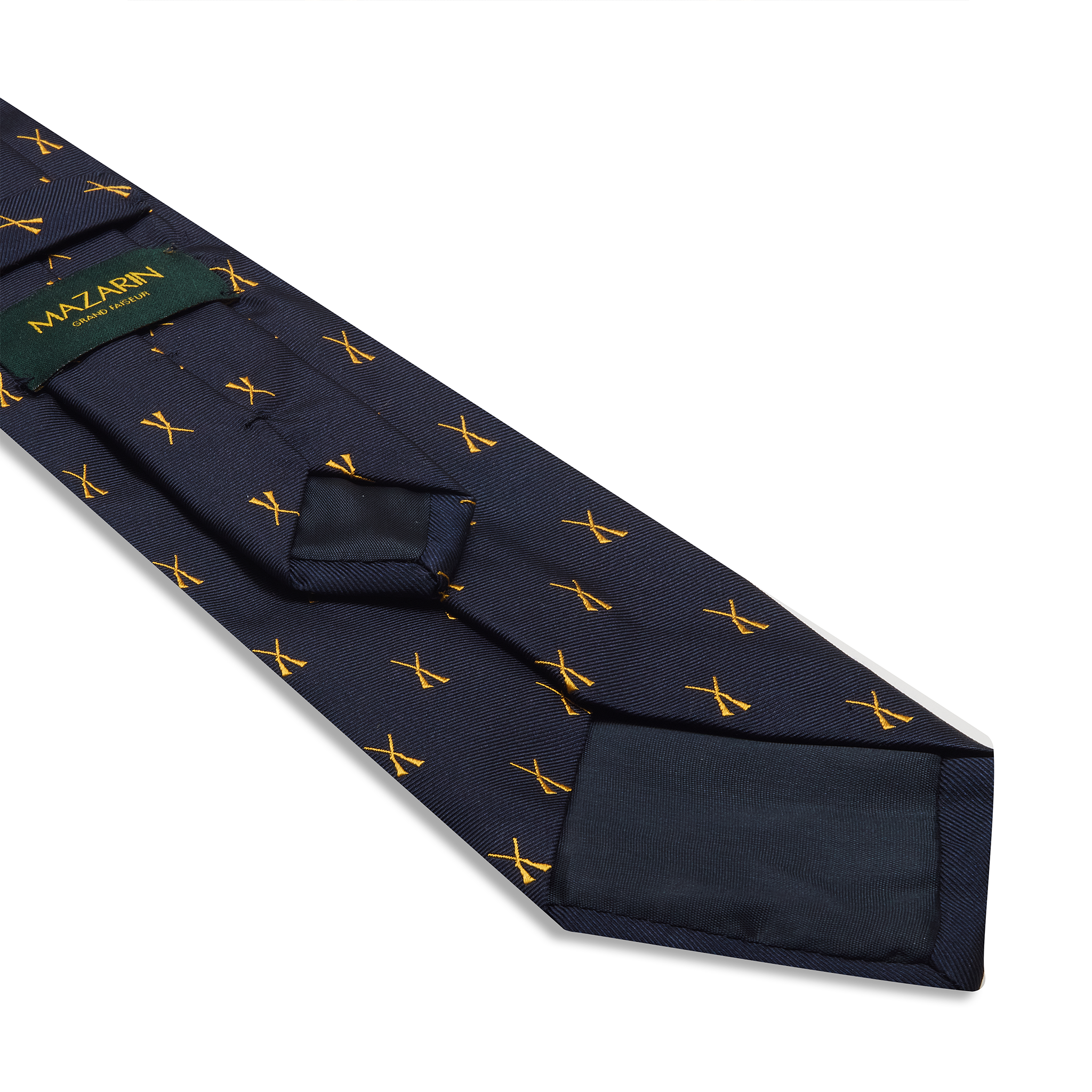 Cravate motif chasse - Marine & Or - Soie