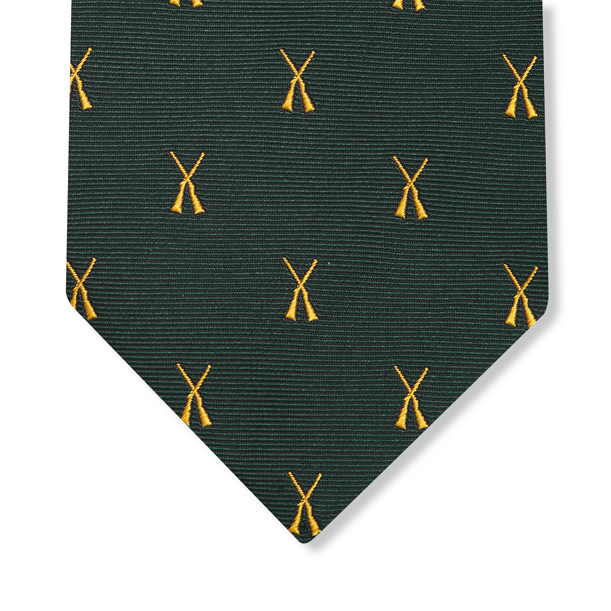 Cravate motif chasse - Vert Académie & Or - Soie
