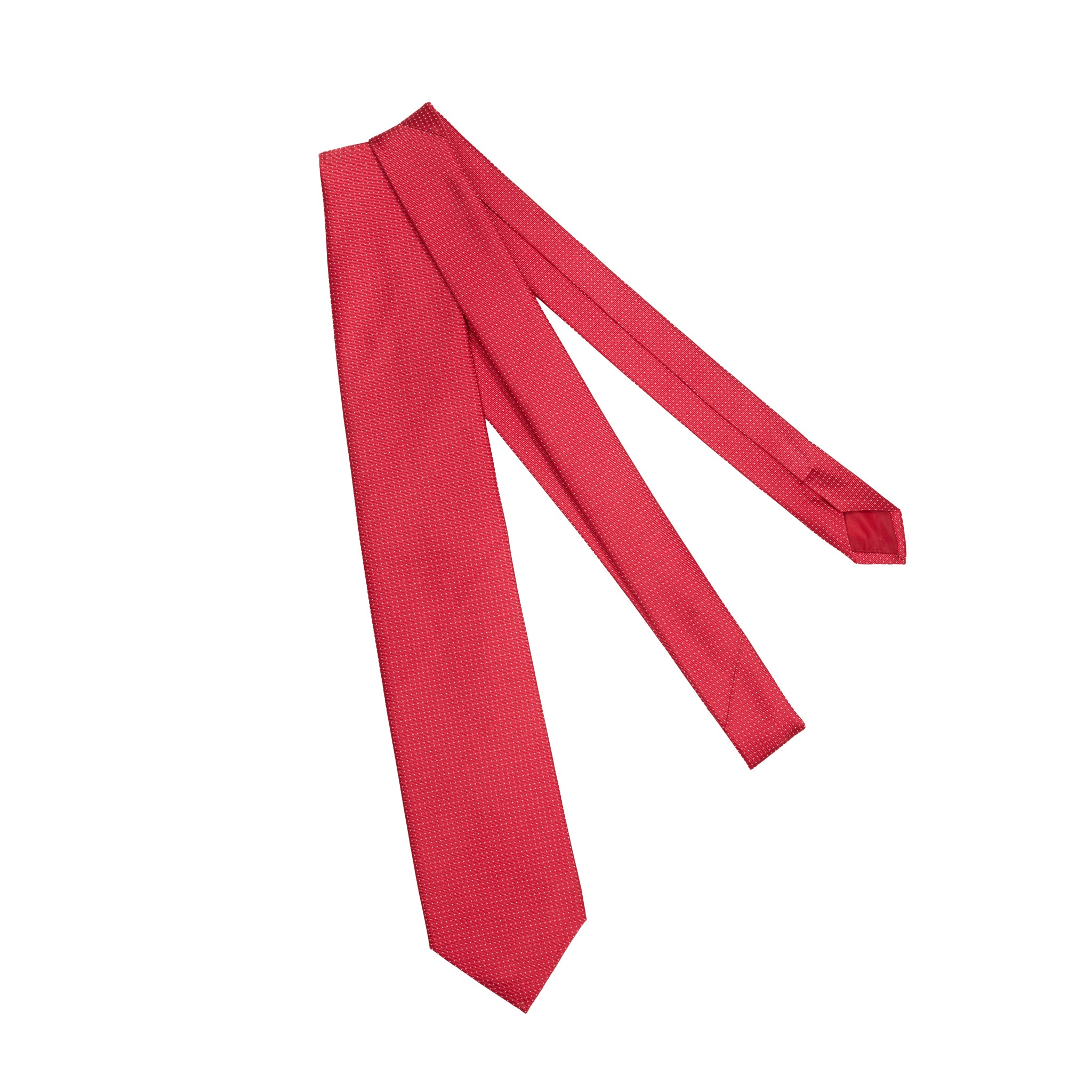 Cravate Rouge & Beige - Motif Pois - Soie