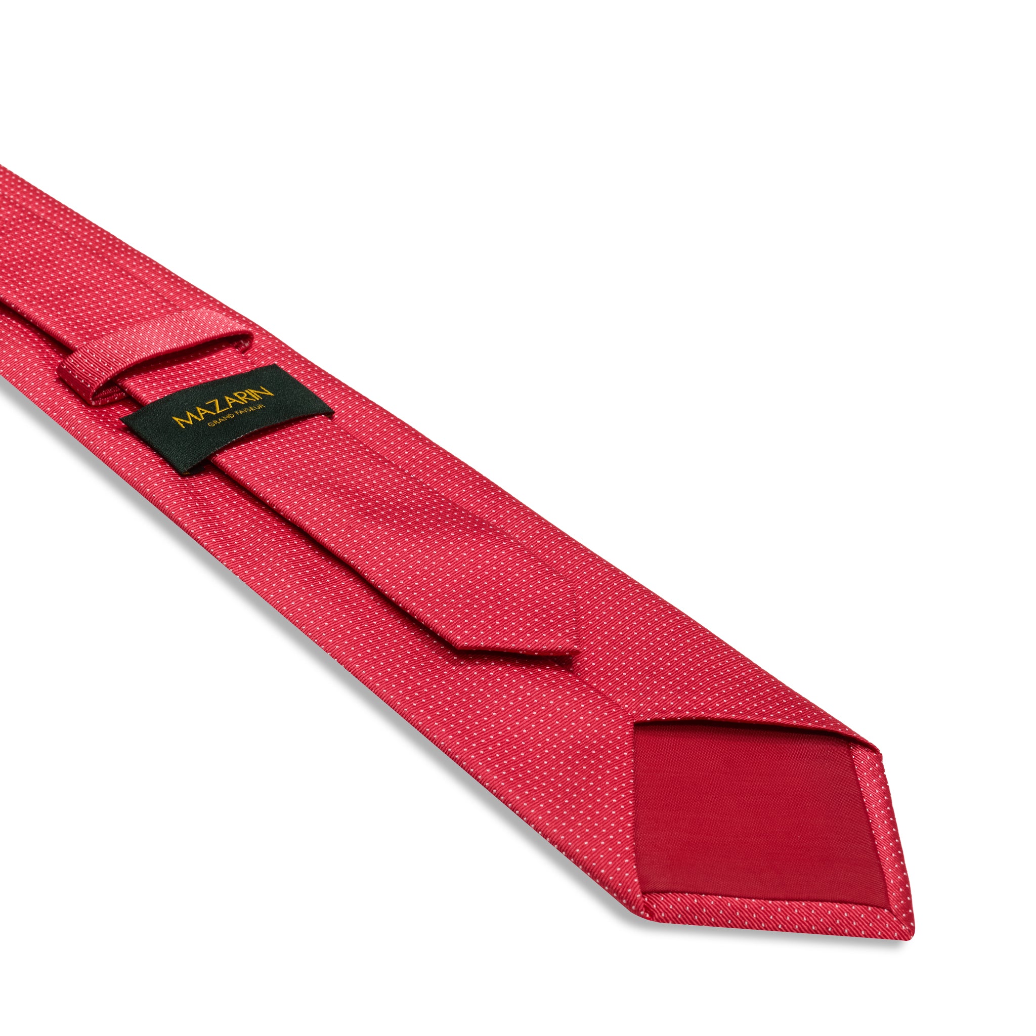 Cravate Rouge & Beige - Motif Pois - Soie