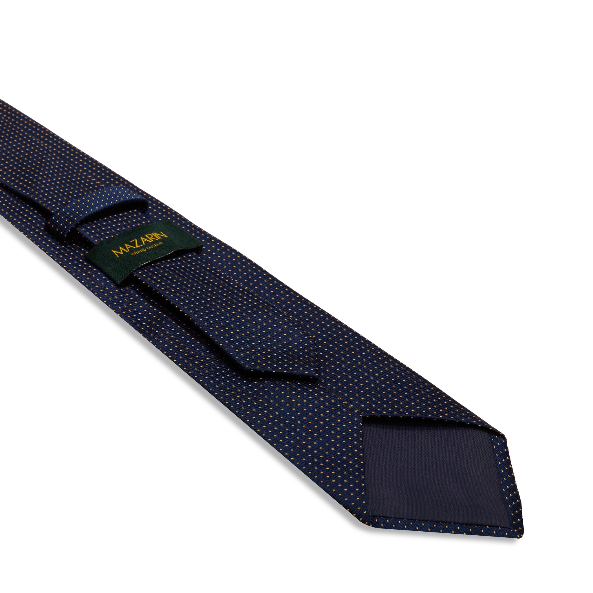 Cravate Bleu marine & Or - Motif Pois - Soie
