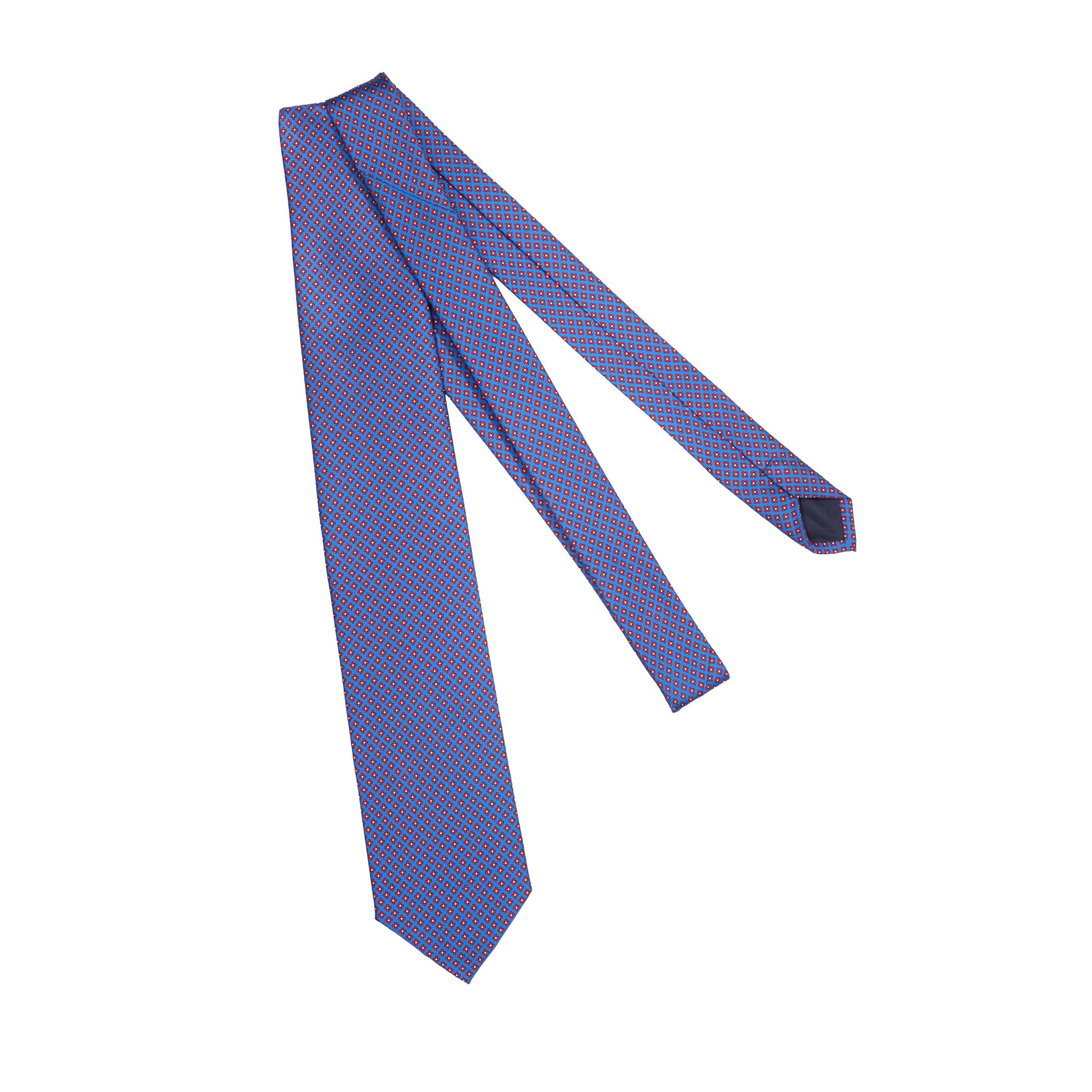 Cravate Bleu roi & Rouge - Motif Floral - Soie